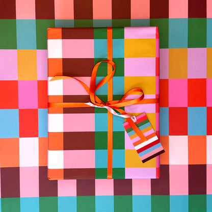 Checkered Christmas Gift Wrap Sheet