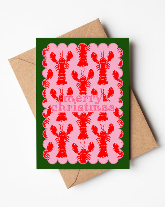 A6 Lobster Repeat Christmas Card