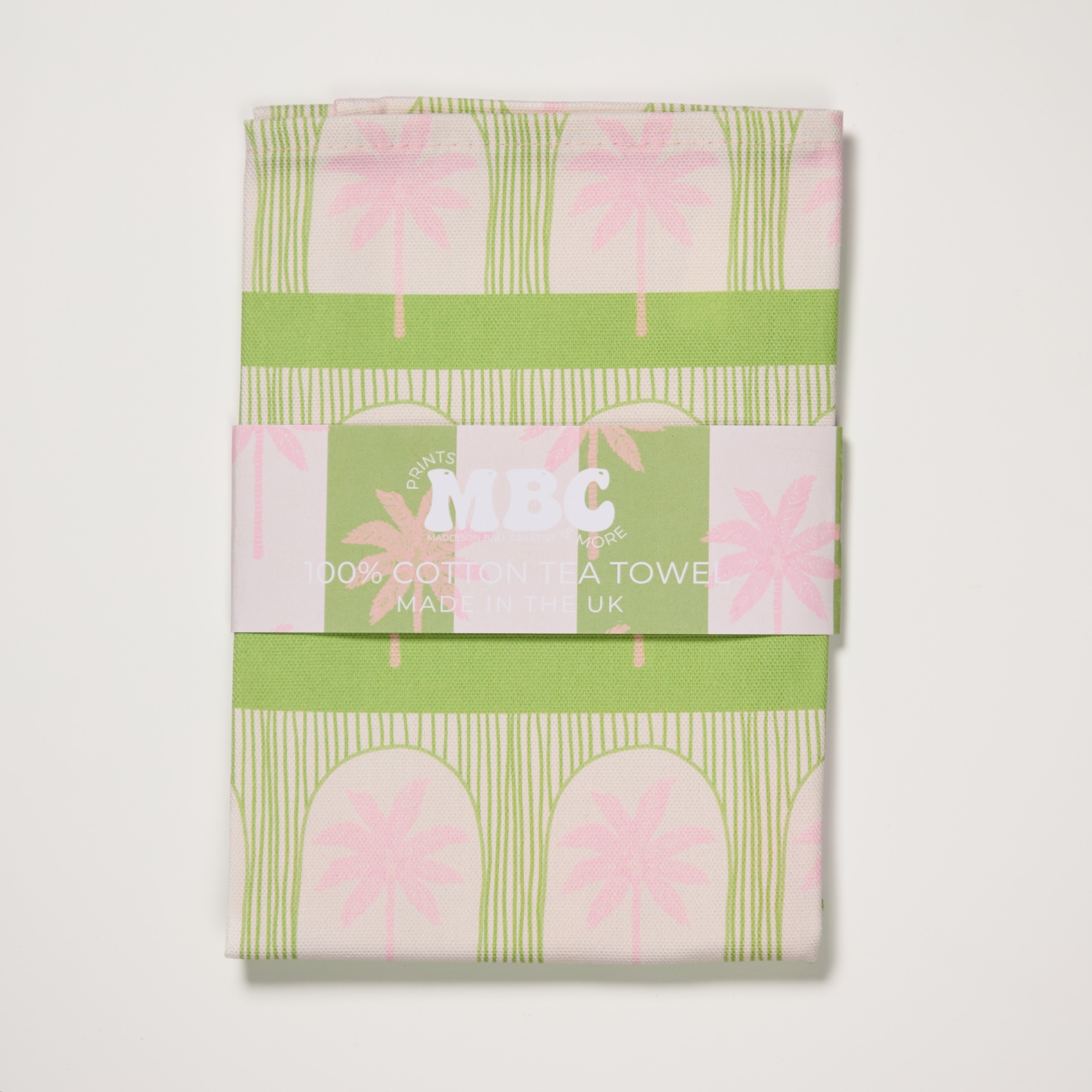 Palm Tile Green Tea Towel