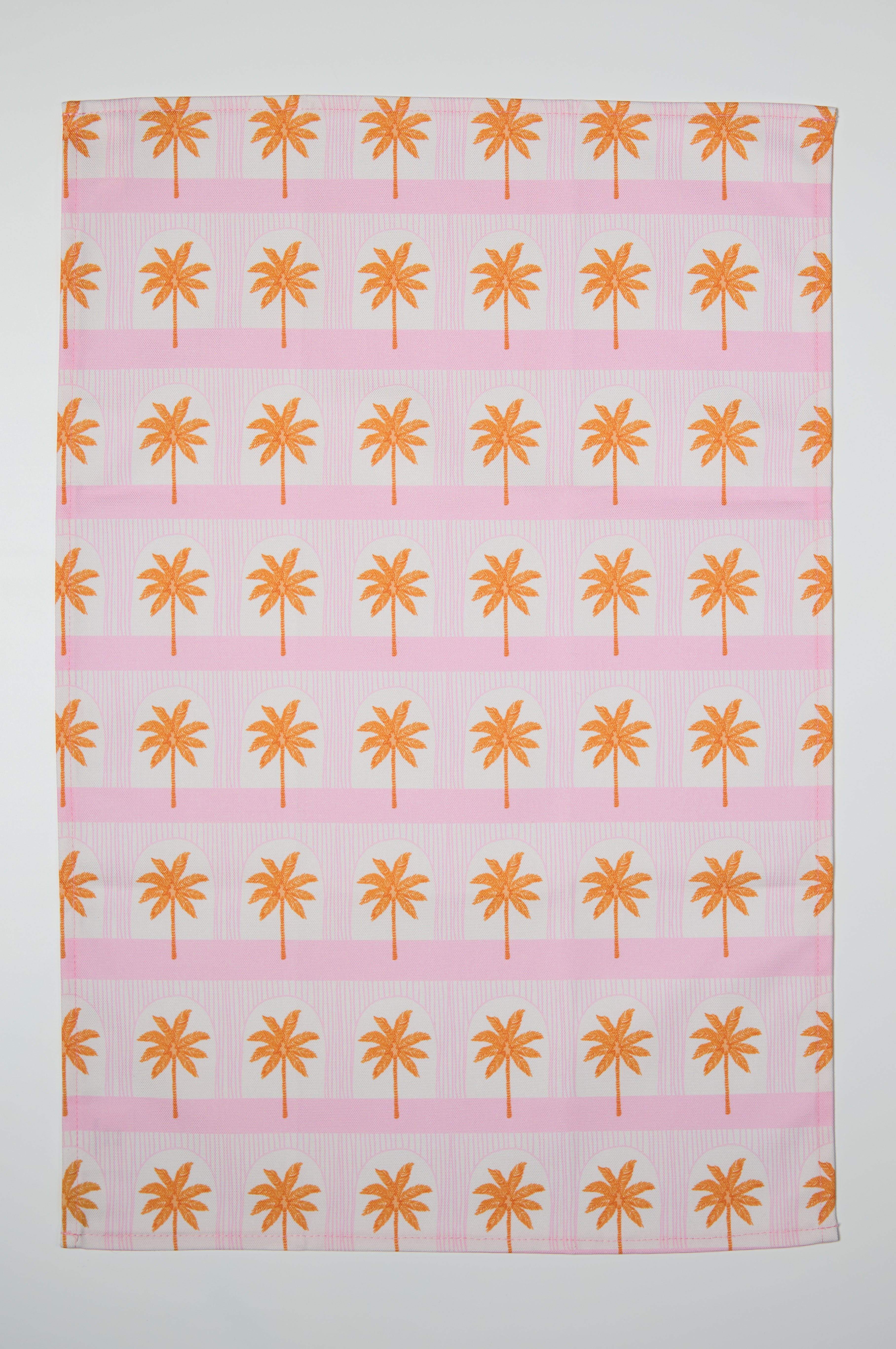 Palm Tile Pink Tea Towel