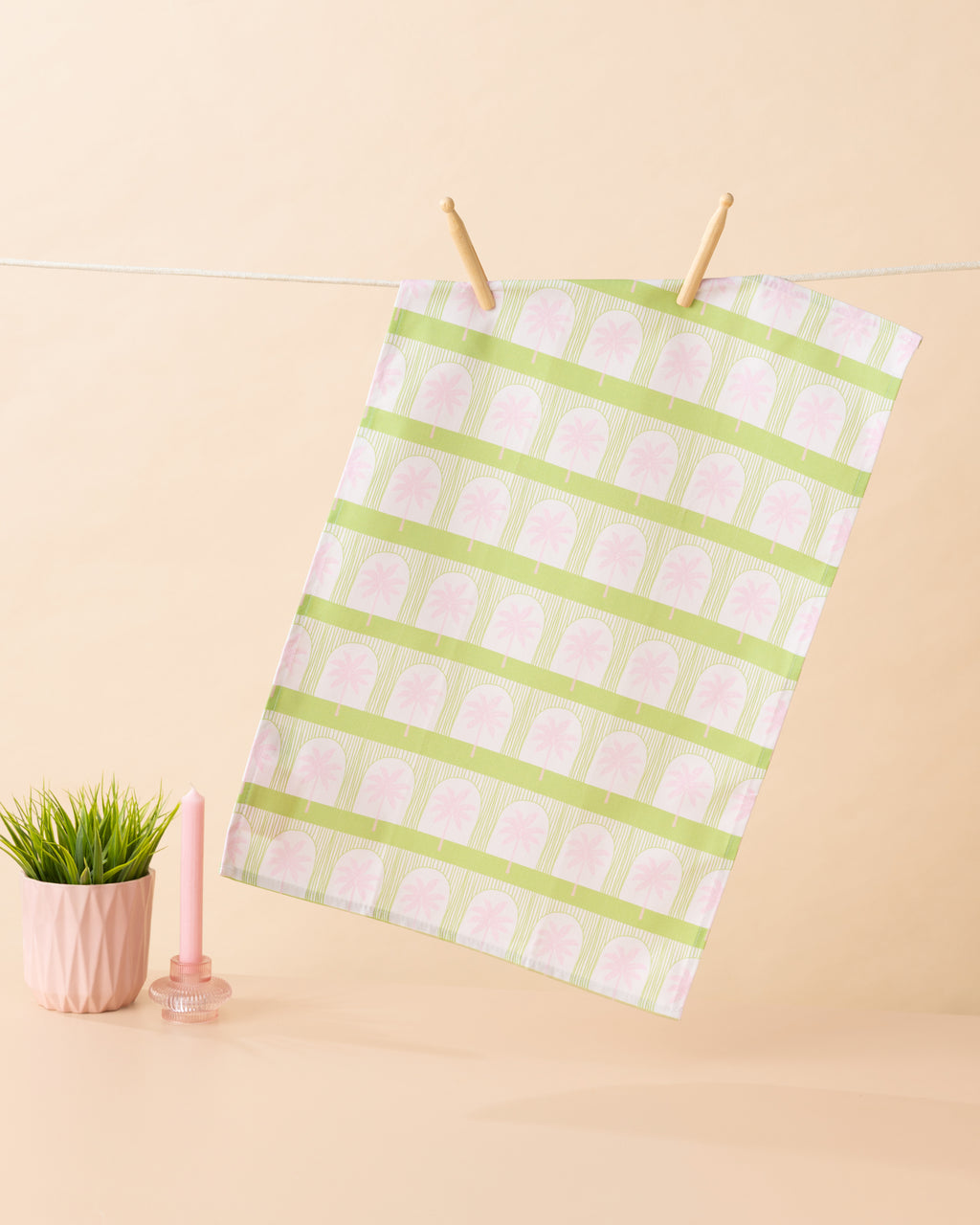 Palm Tile Green Tea Towel