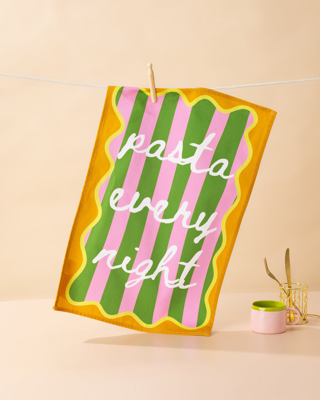 Pasta Every Night Tea Towel