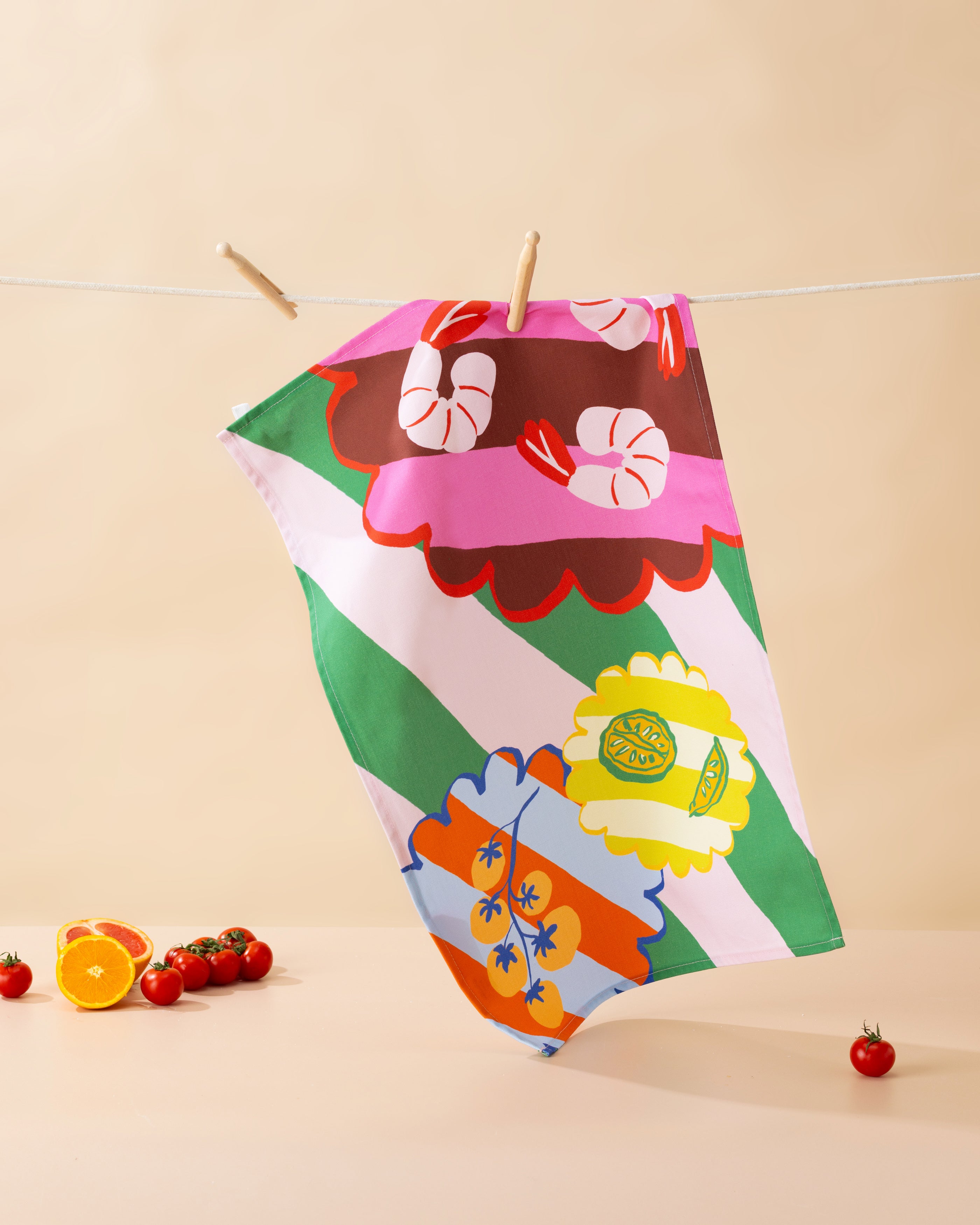 Prawn Kitchen Print Tea Towel