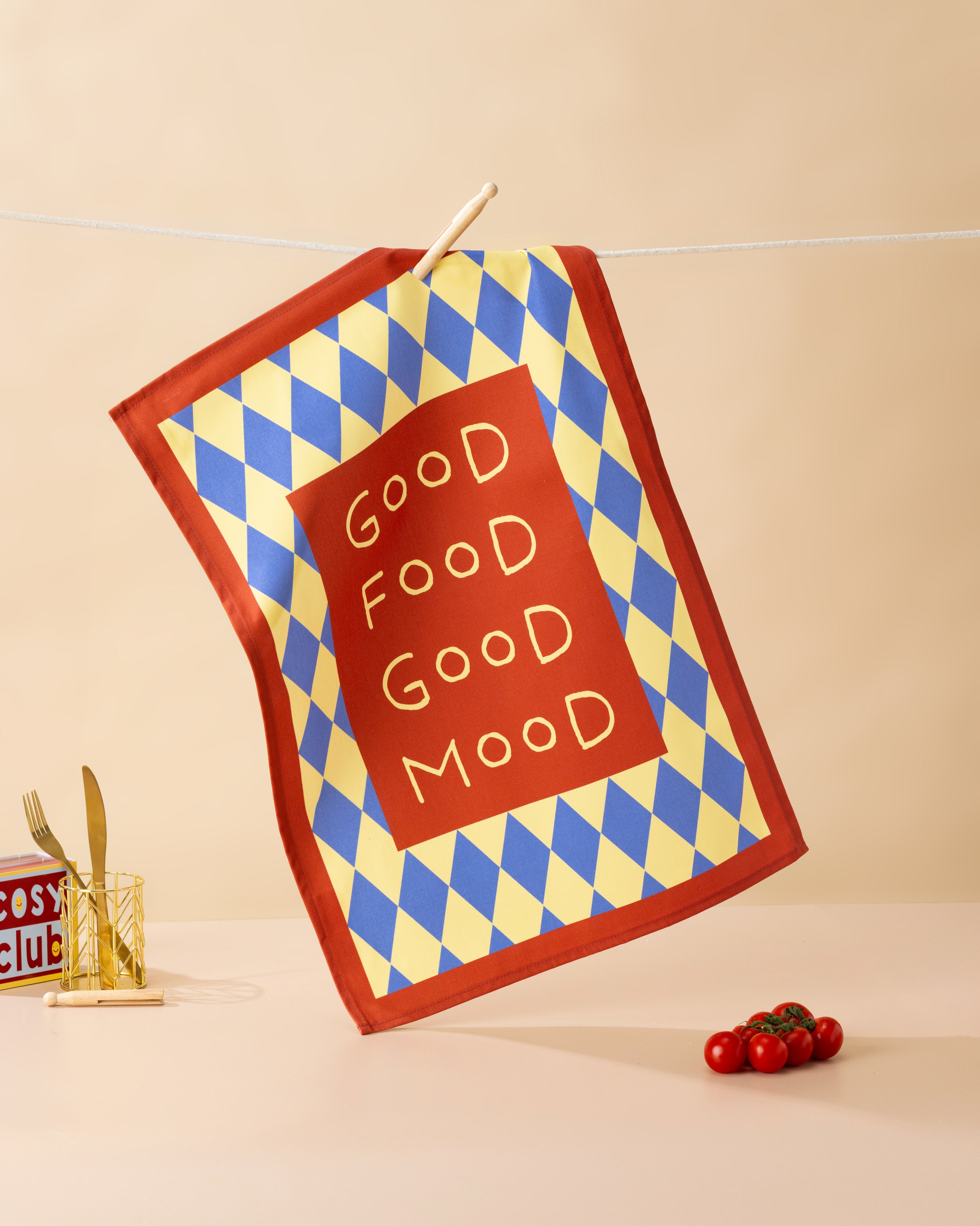 Good Food Good Mood Tea Towel