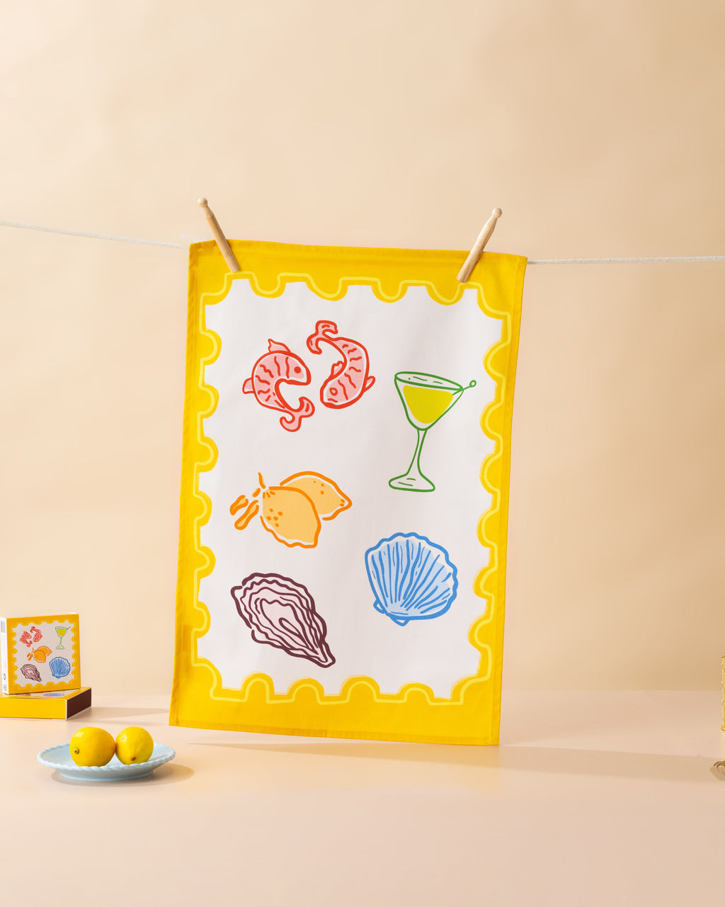 Yellow Postcard Tea Towel