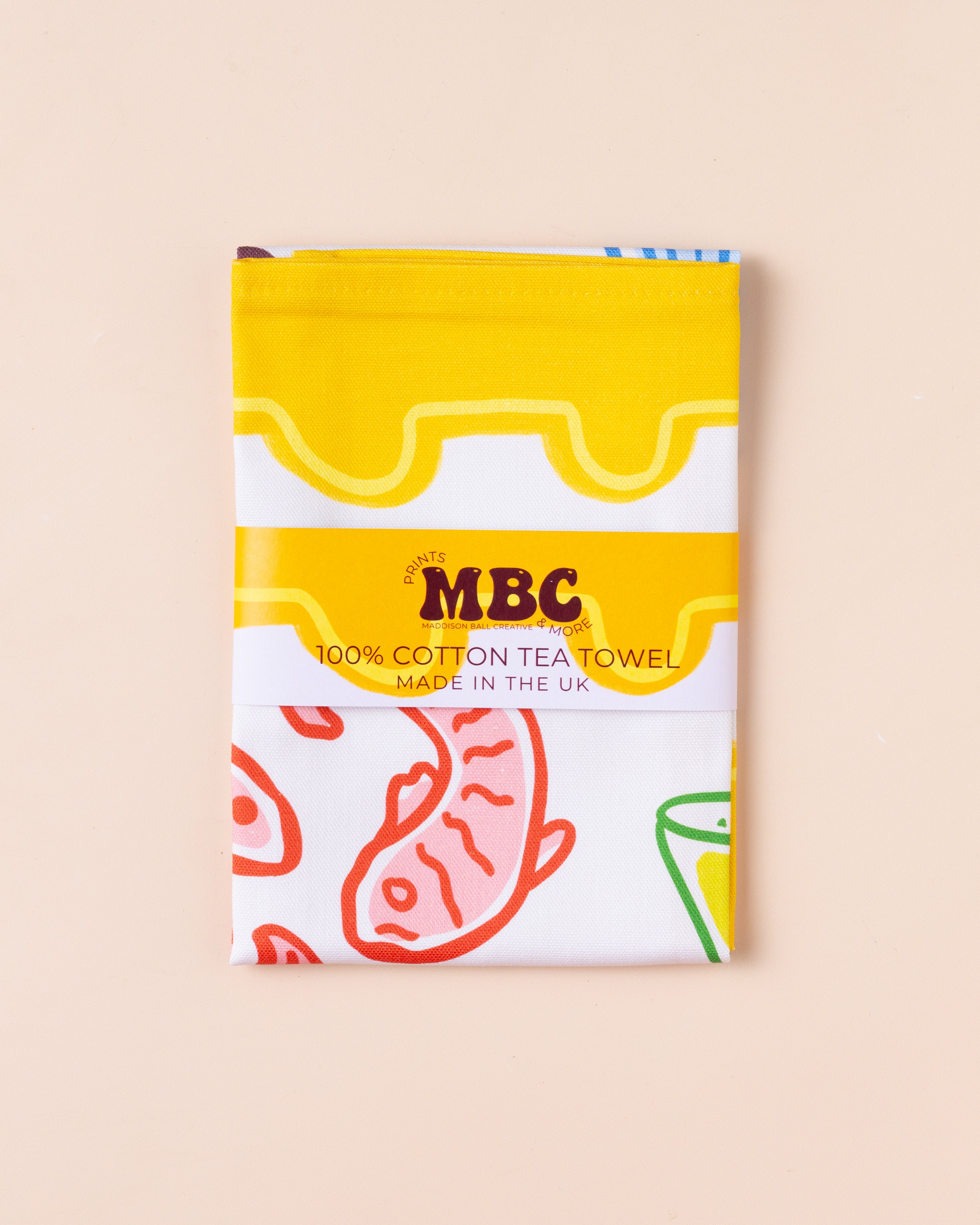 Yellow Postcard Tea Towel