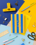 A6 Ten Tiny Toes Foil Card Blue & Yellow