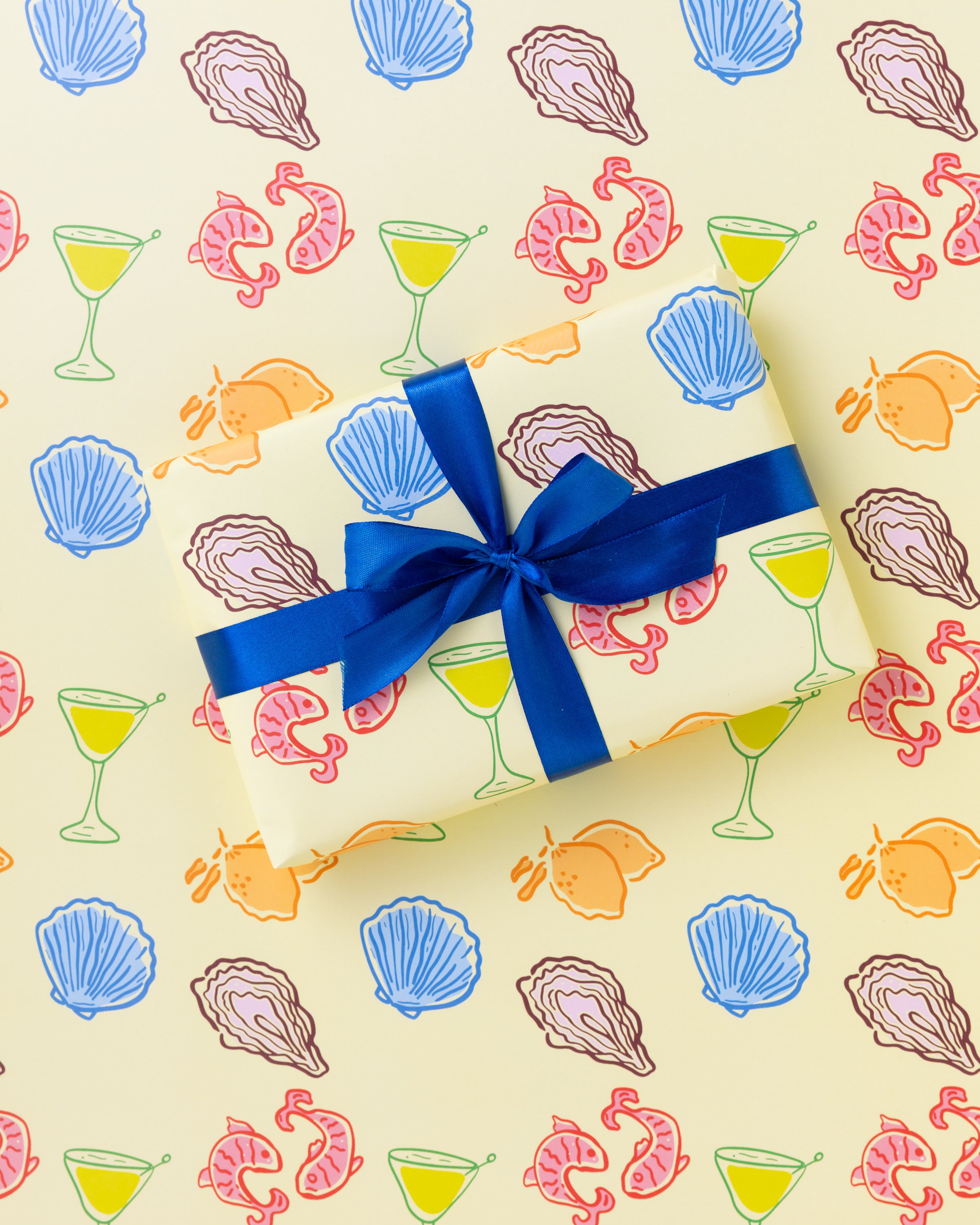 Yellow Postcard Pattern Gift Wrap