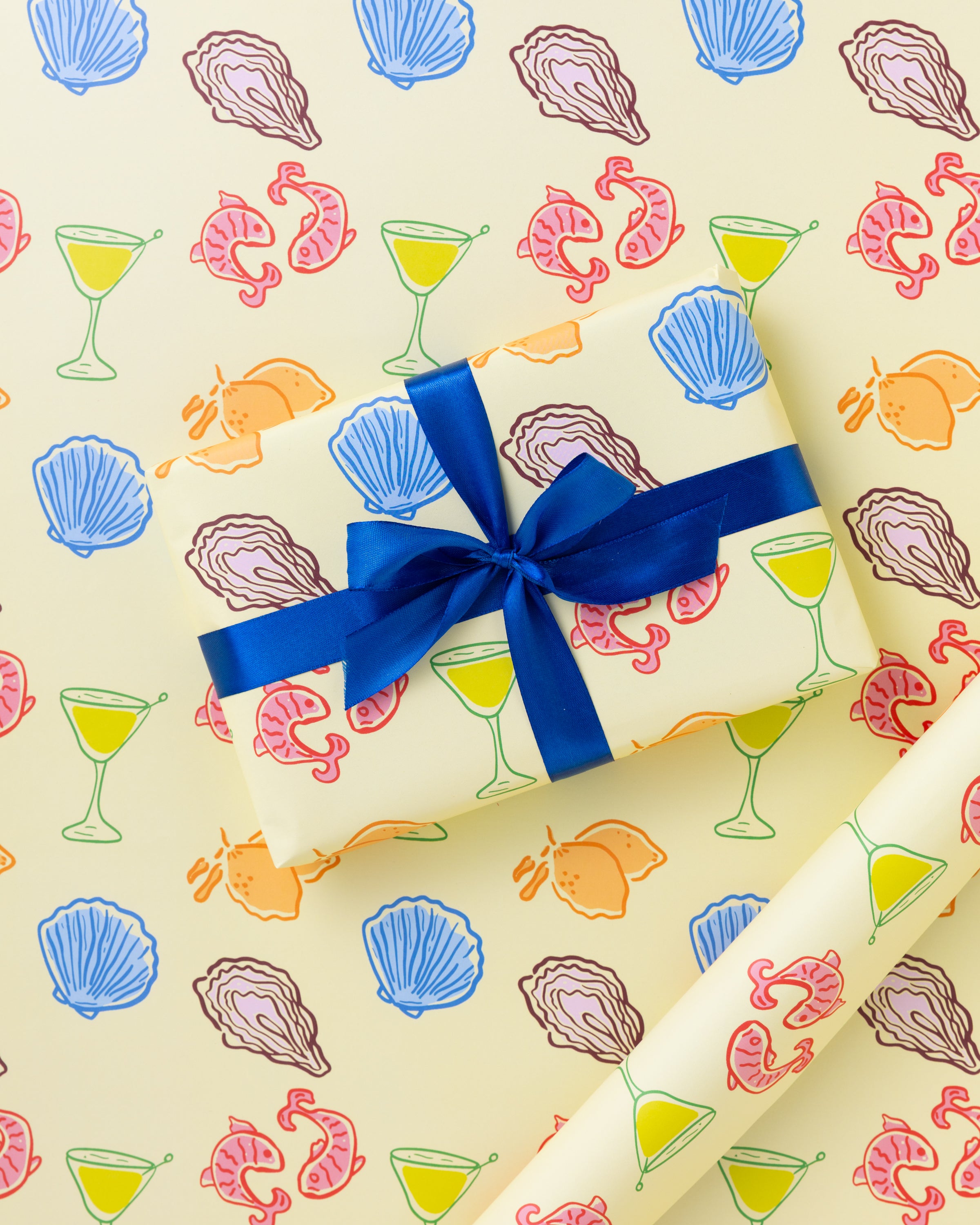 Yellow Postcard Pattern Gift Wrap