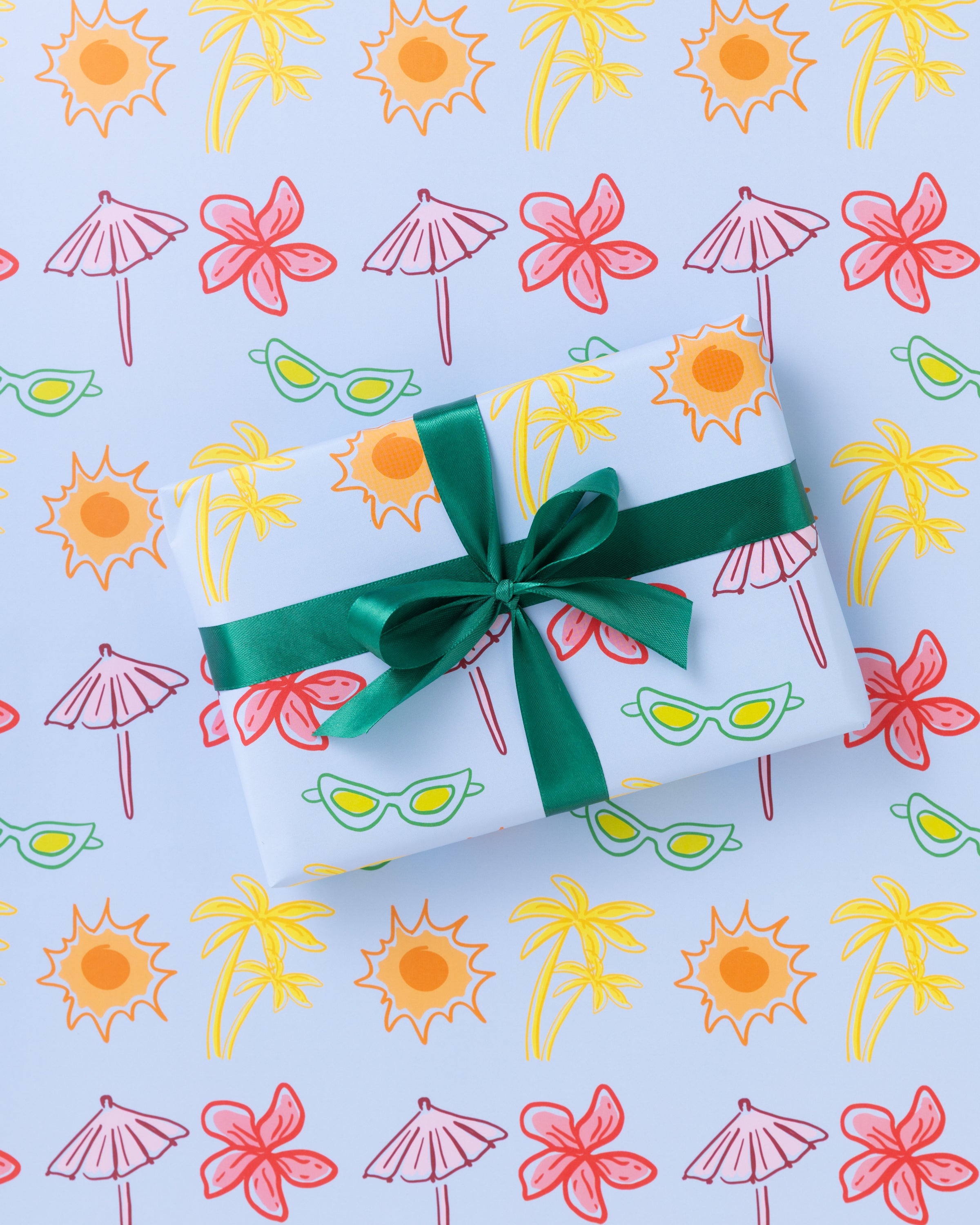 Blue Postcard Pattern Gift Wrap
