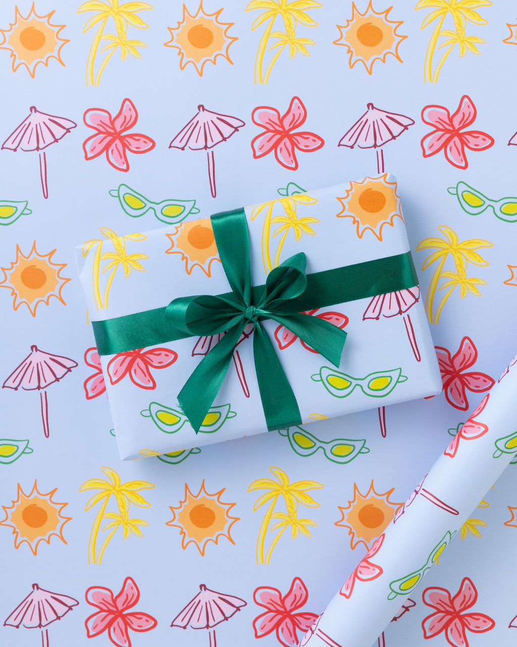 Blue Postcard Pattern Gift Wrap
