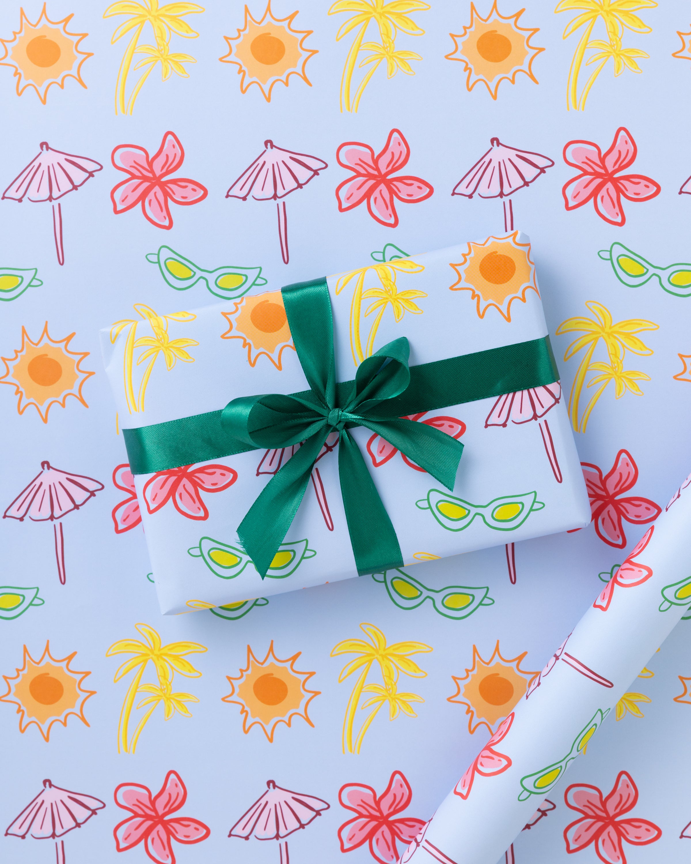 Blue Postcard Pattern Gift Wrap