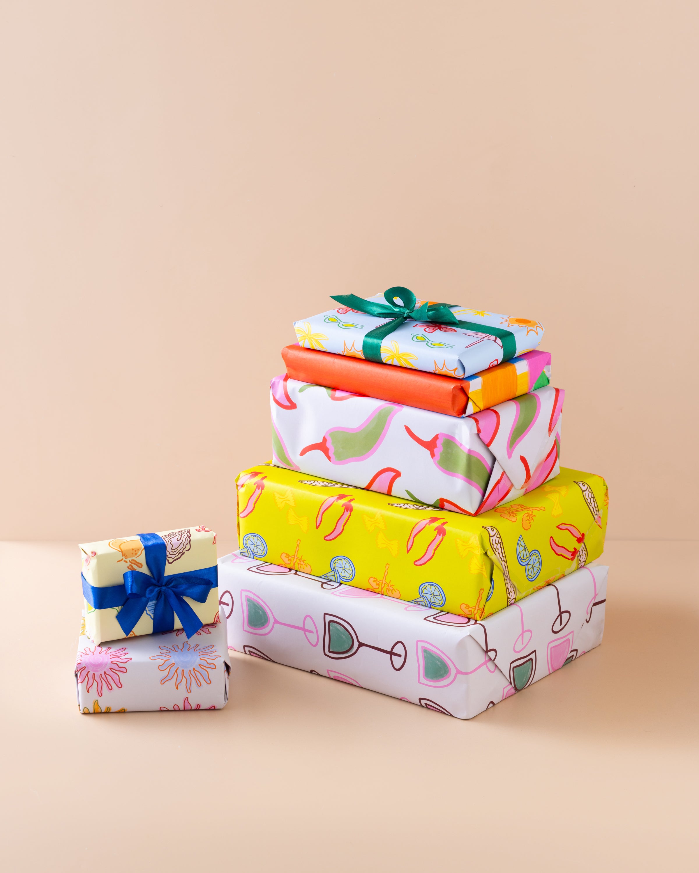 Blue Postcard Pattern Gift Wrap