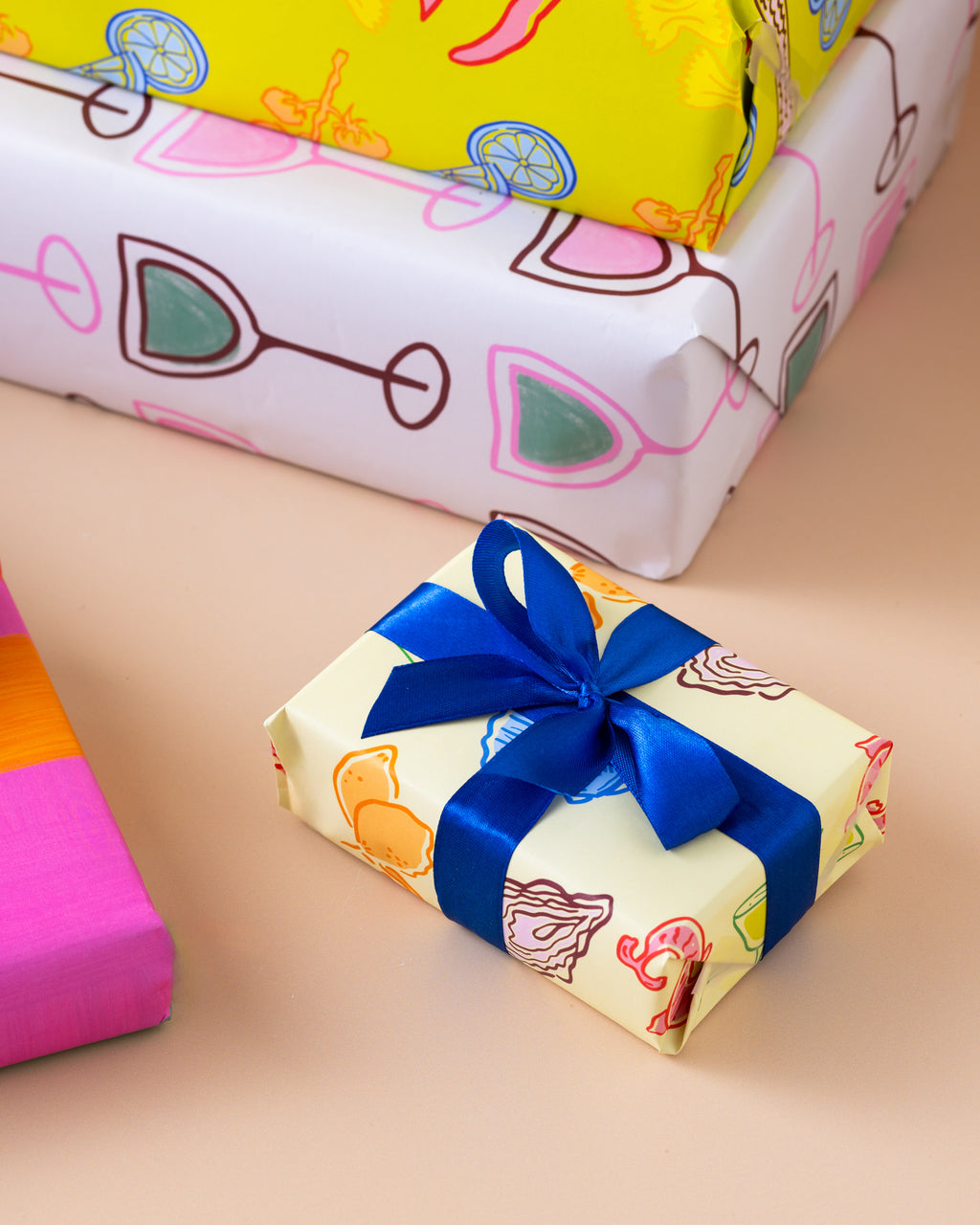 Yellow Postcard Pattern Gift Wrap