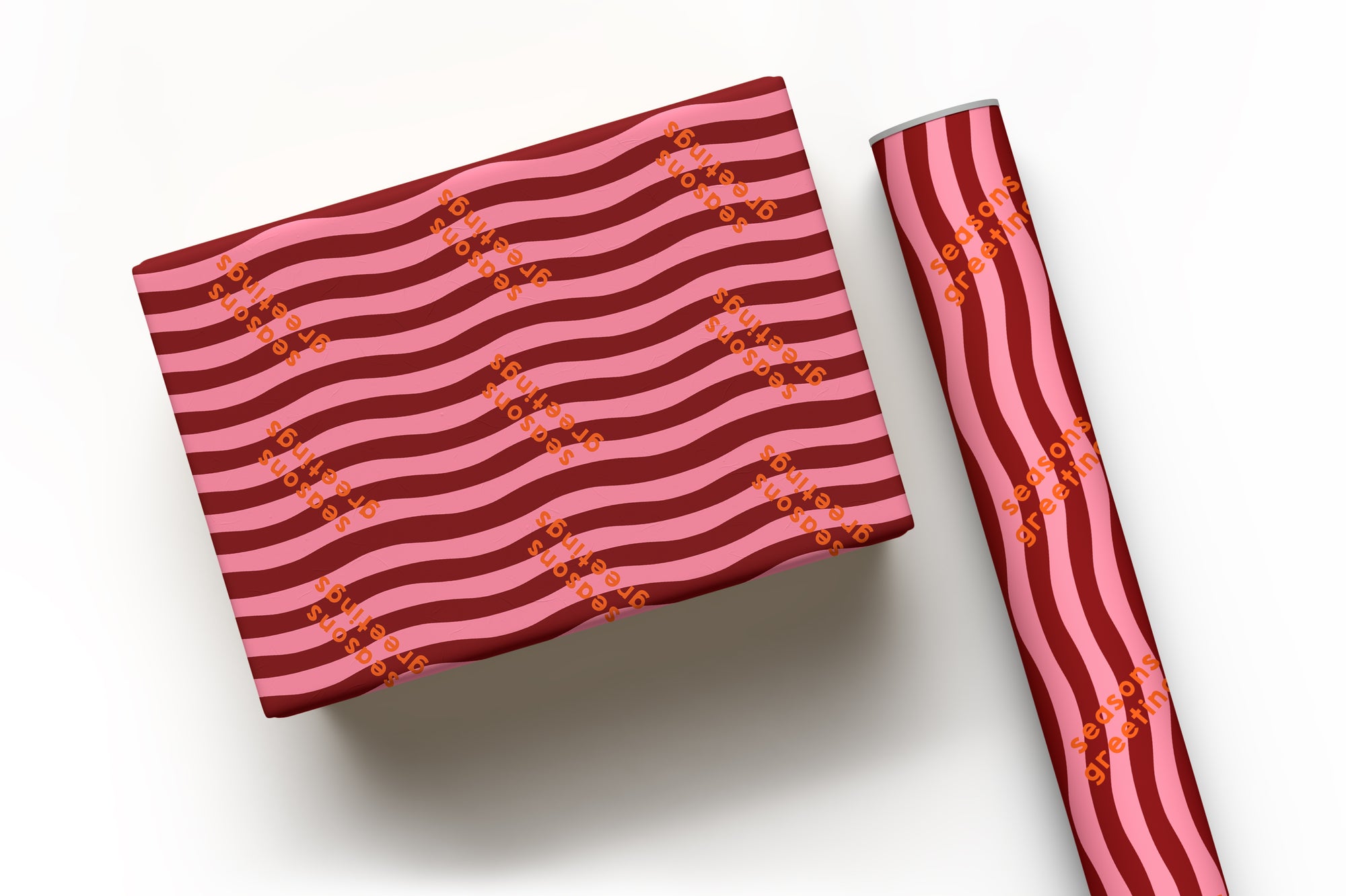 Pink & Maroon Happy Holidays Gift Wrap