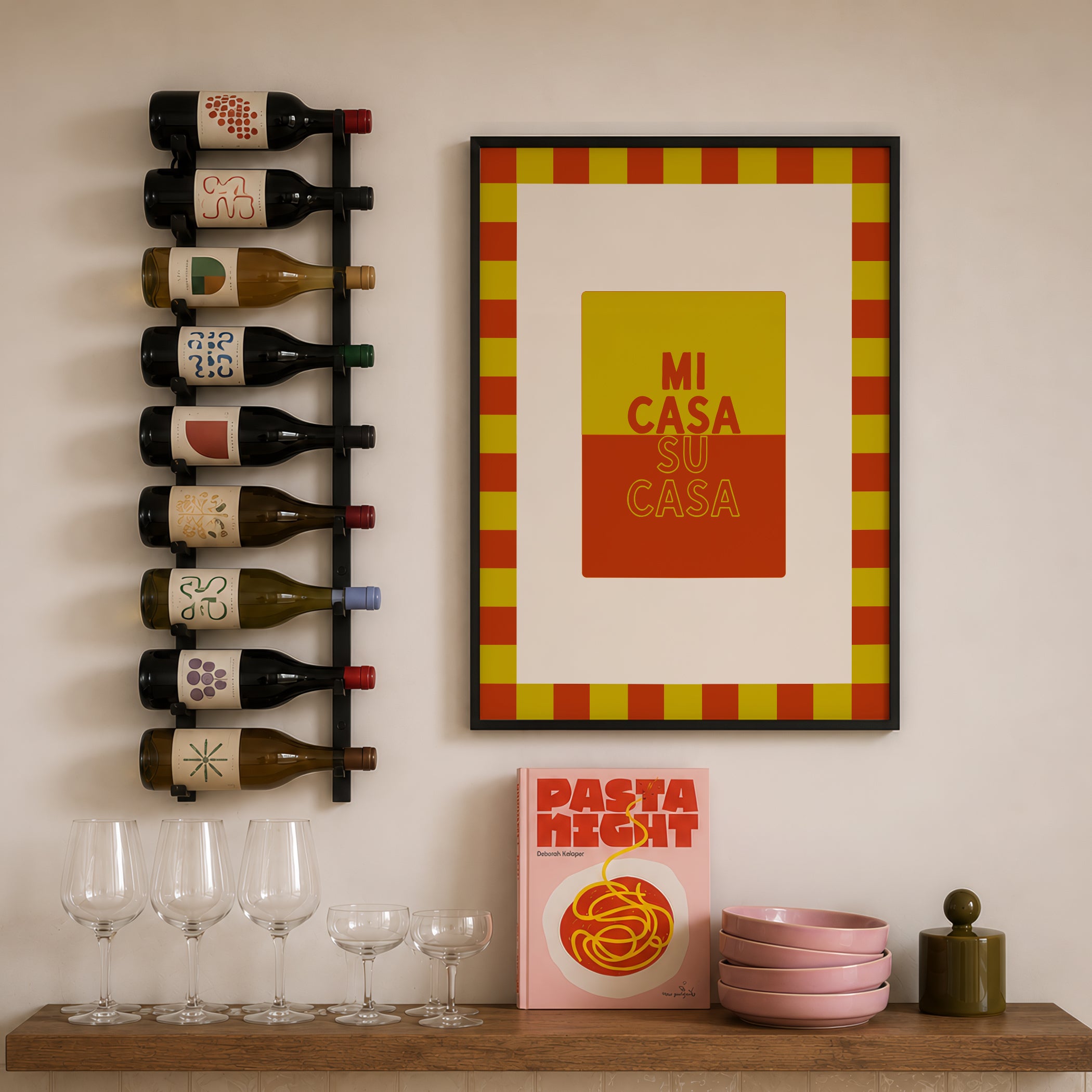 Mi Casa Su Casa in Lime & Rust