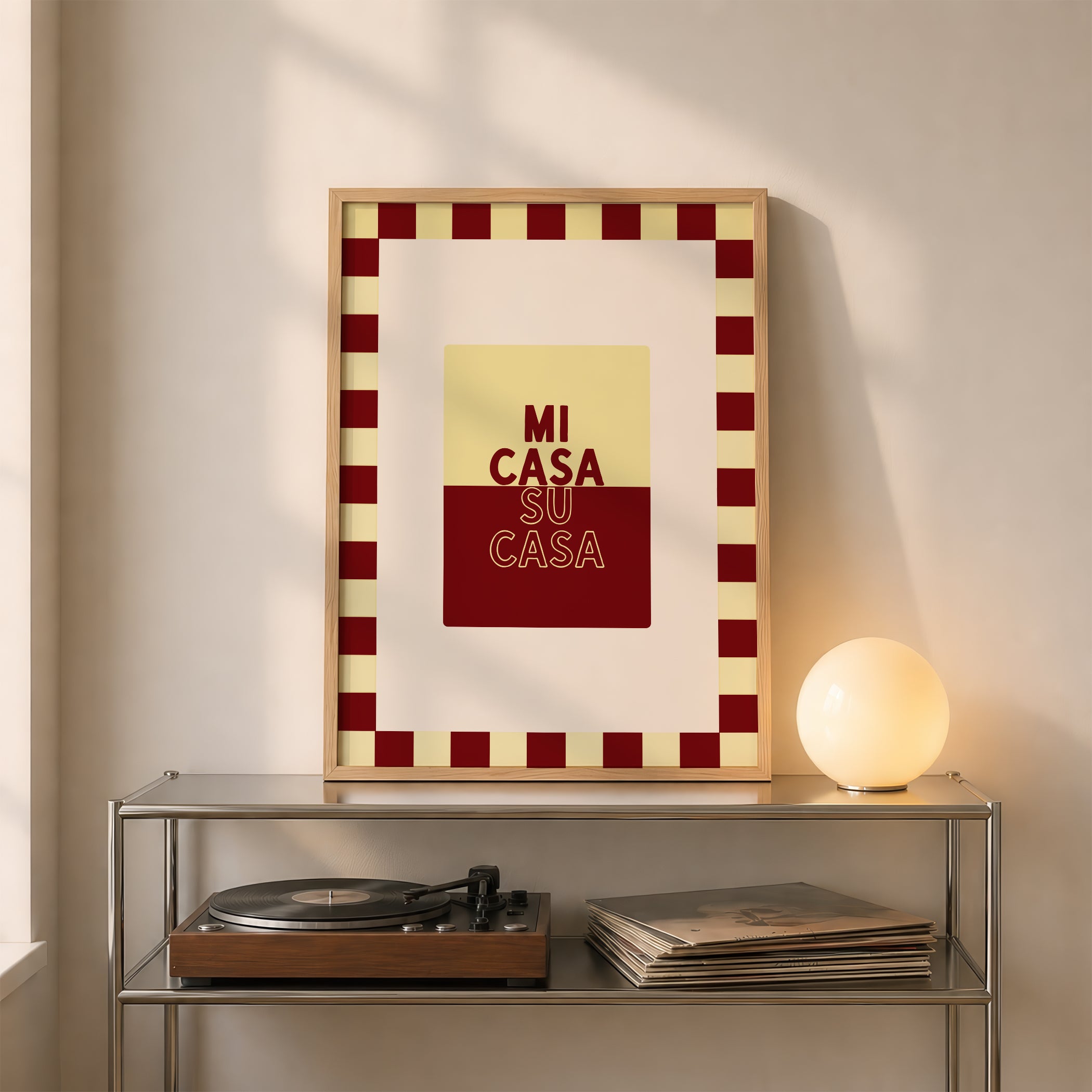 Mi Casa Su Casa in Buttermilk & Maroon