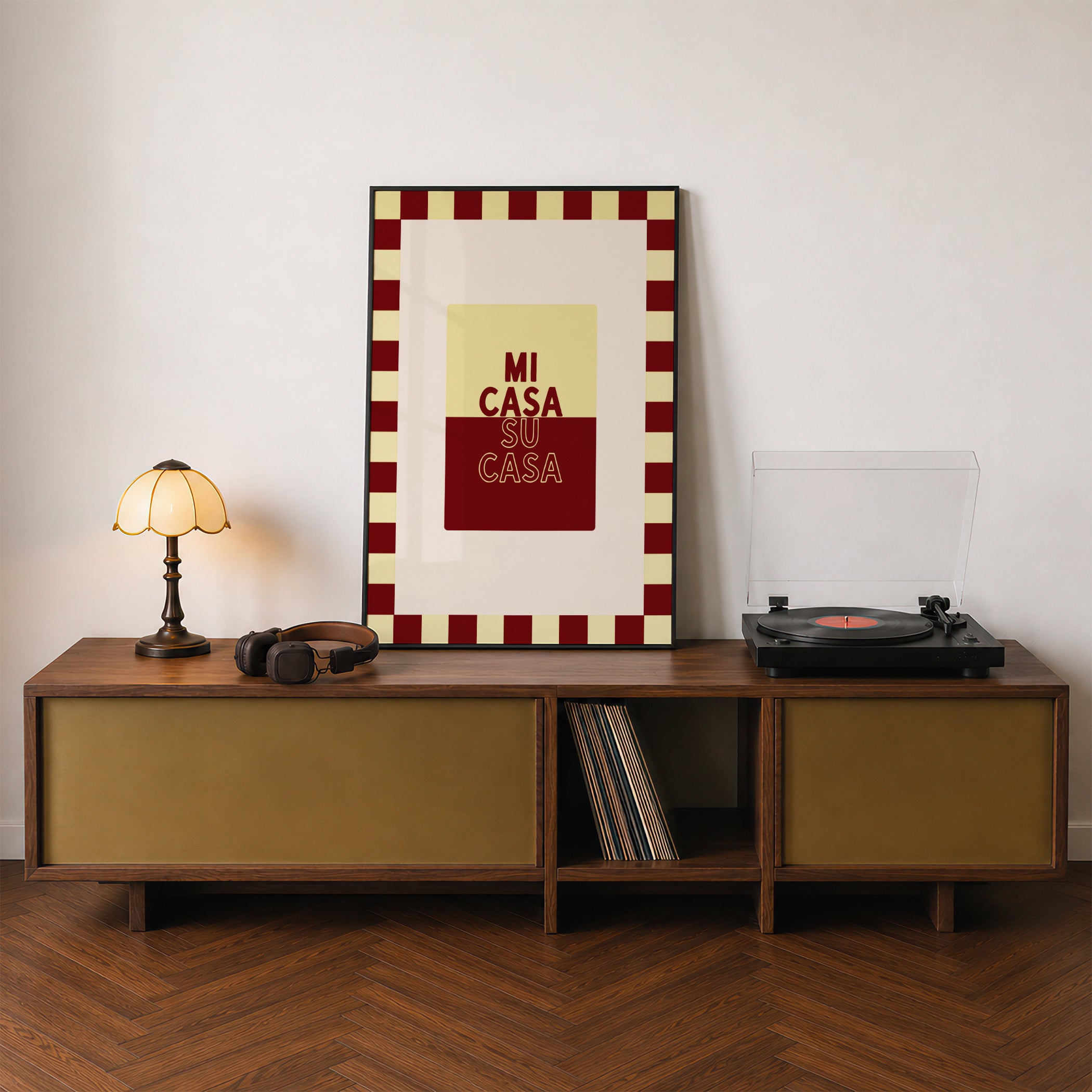 Mi Casa Su Casa in Buttermilk & Maroon