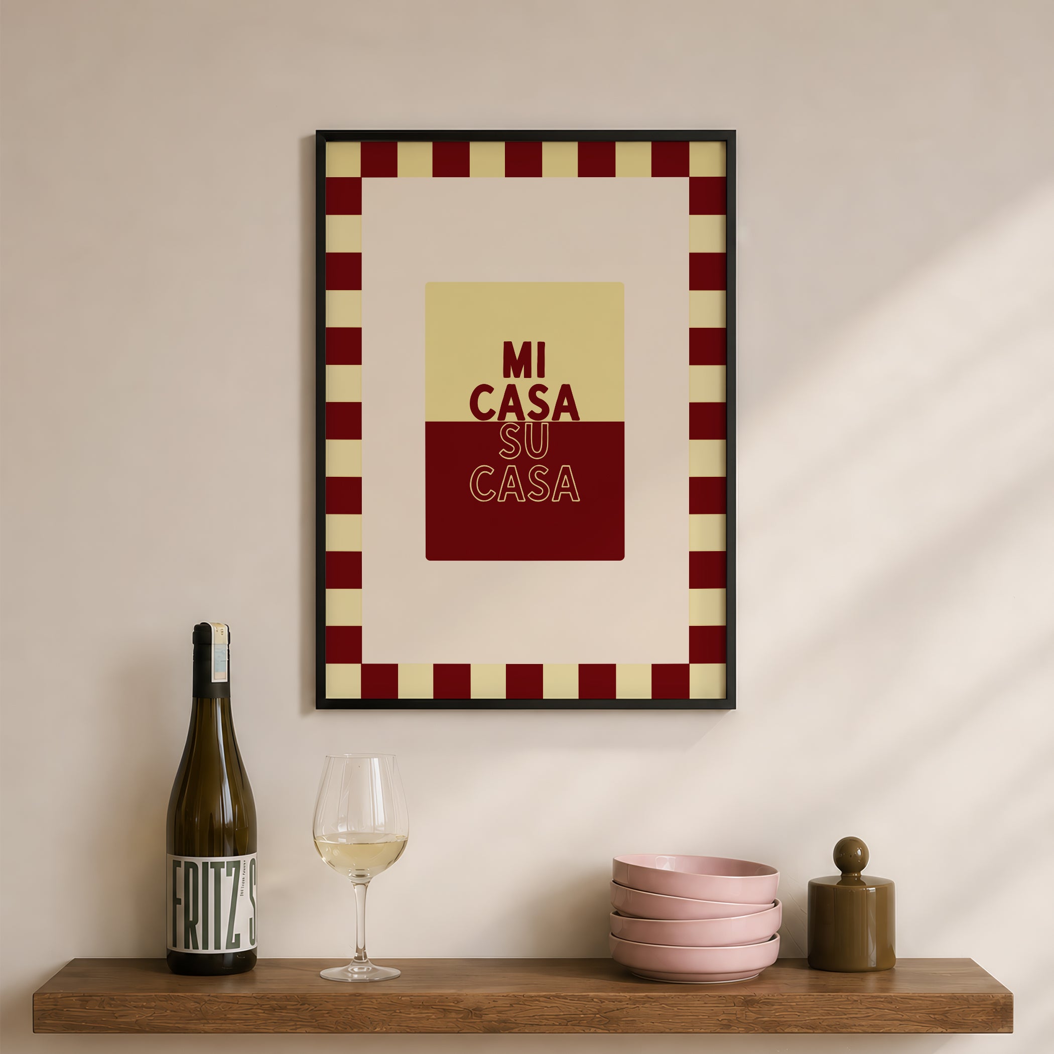 Mi Casa Su Casa in Buttermilk & Maroon