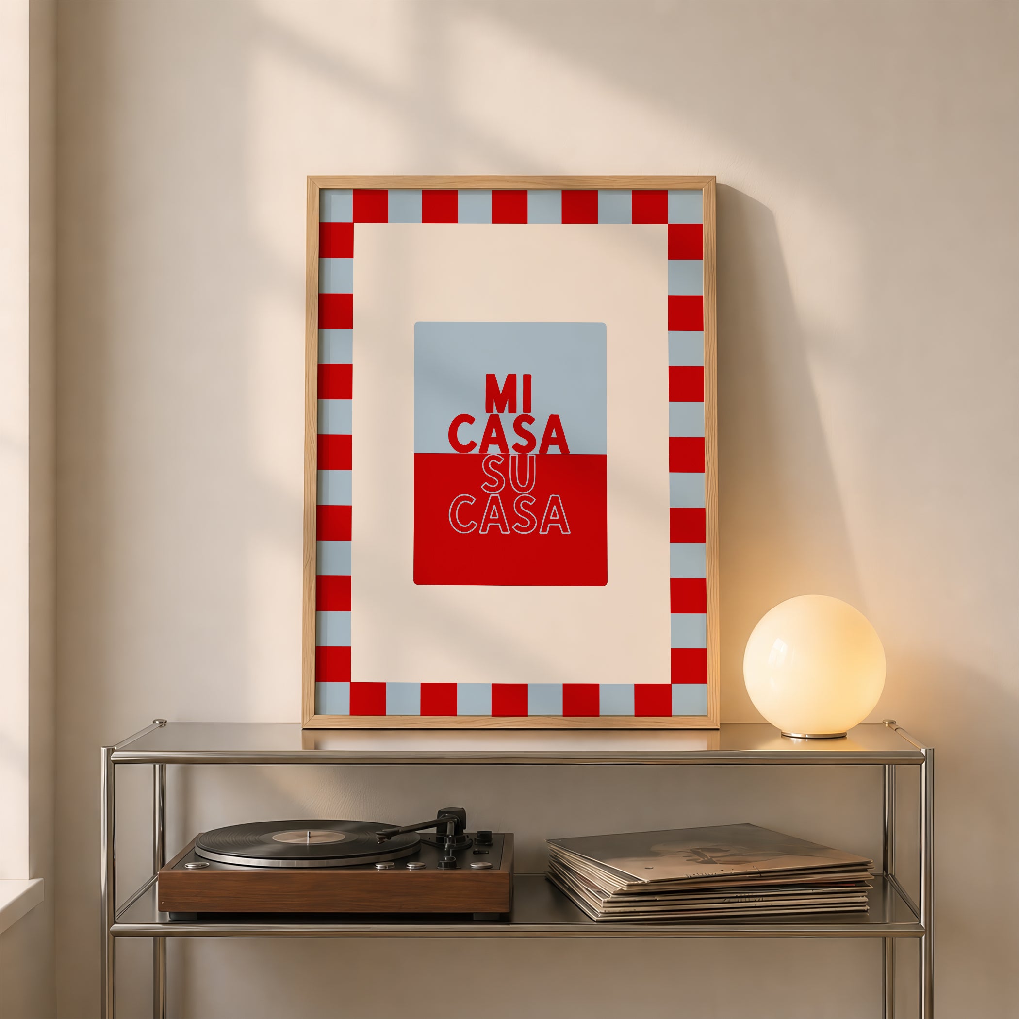 Mi Casa Su Casa Baby in Blue & Crimson