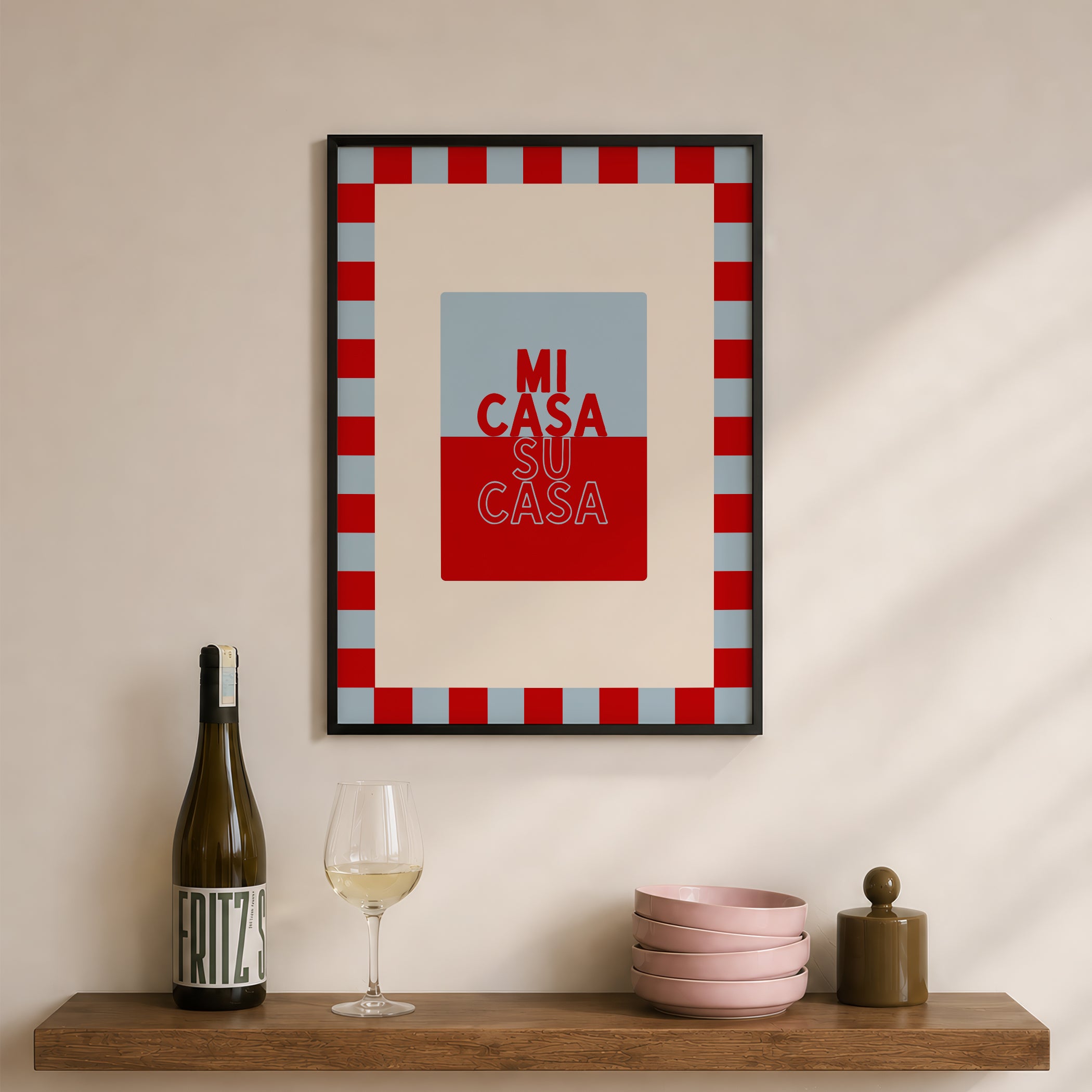 Mi Casa Su Casa Baby in Blue & Crimson