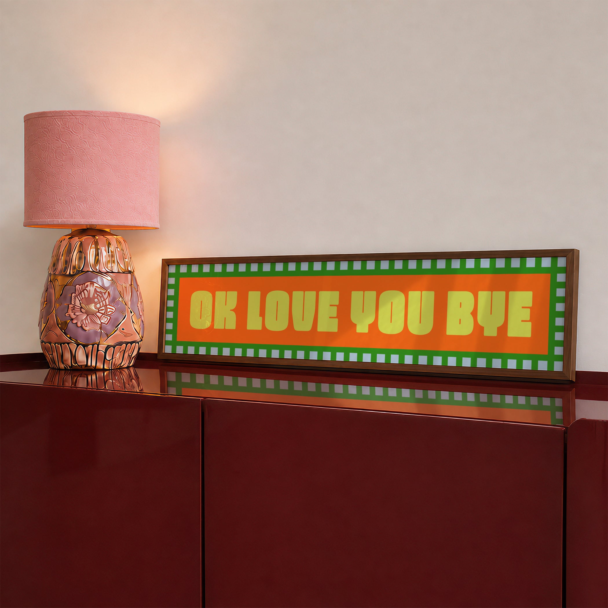 Ok Love You Bye Panoramic Framed Print 60cm x 12cm