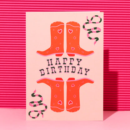 A6 Happy Birthday Orange Boots Card