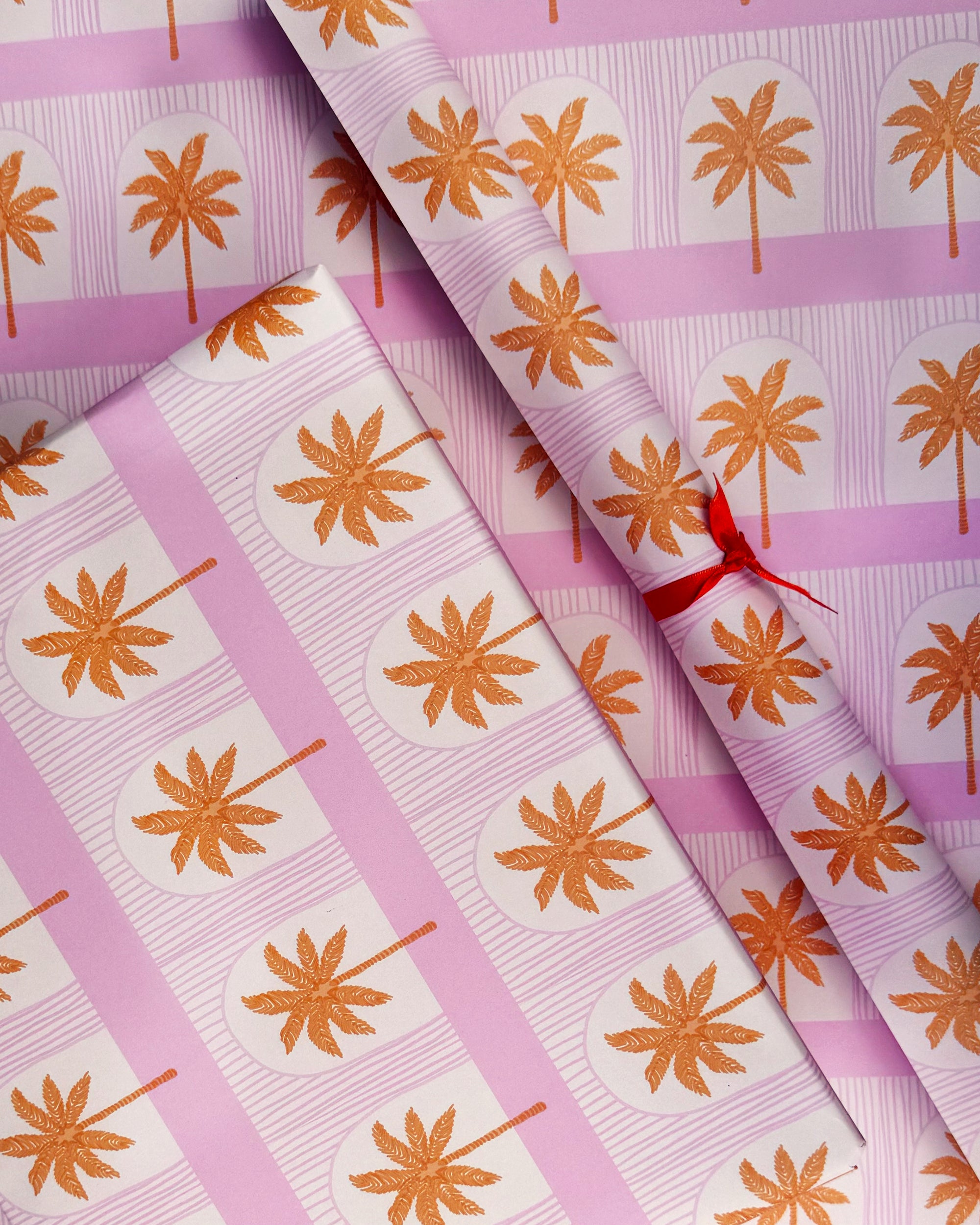 Pink Palm Tree Gift Wrap
