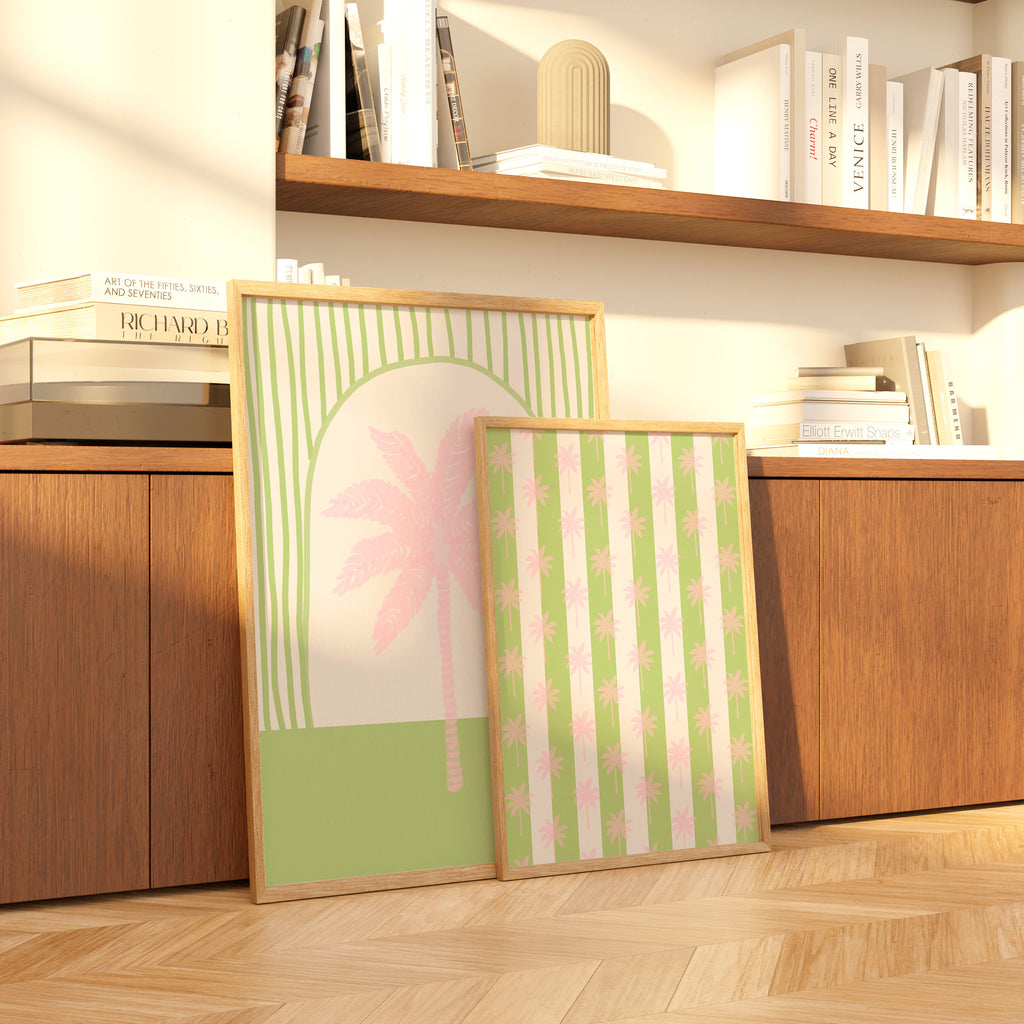 Palm Tree Stripe in Pink & Green