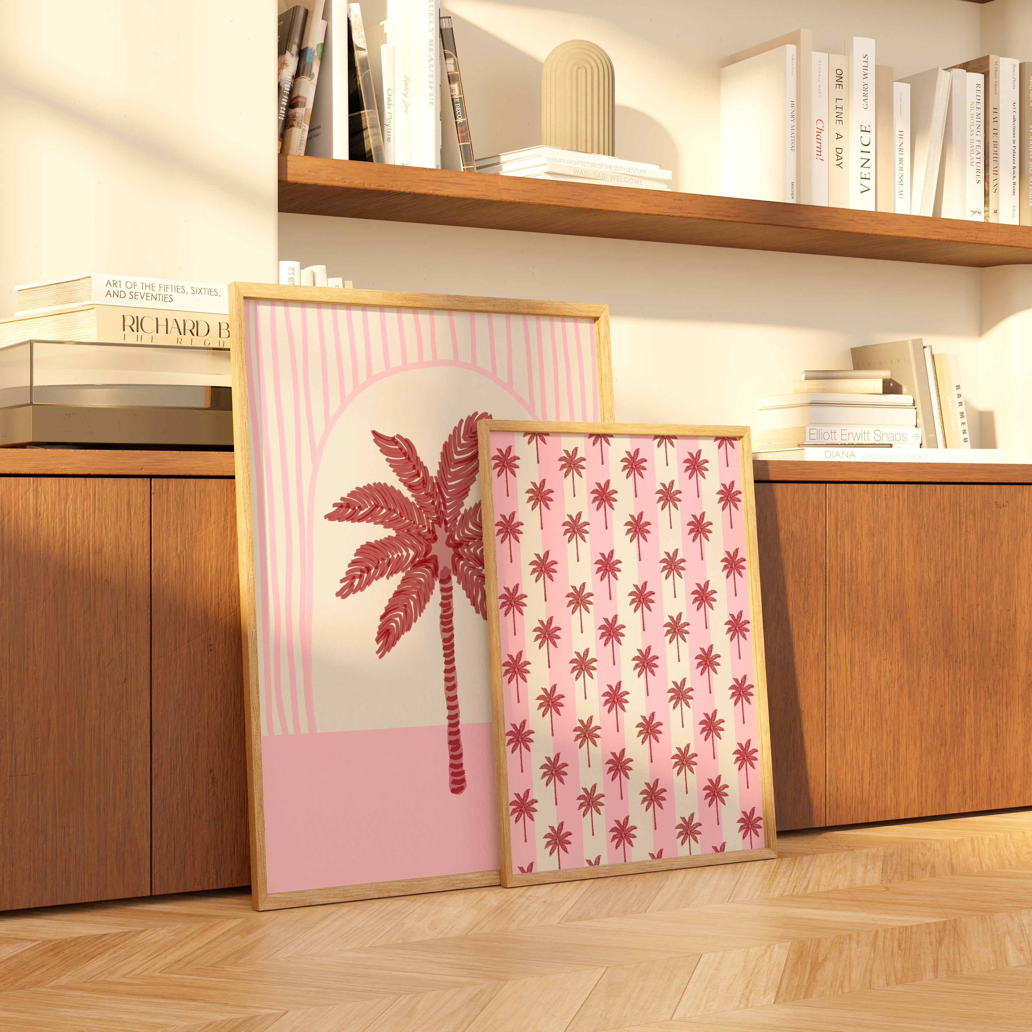 Palm Tree Tile in Pink & Maroon