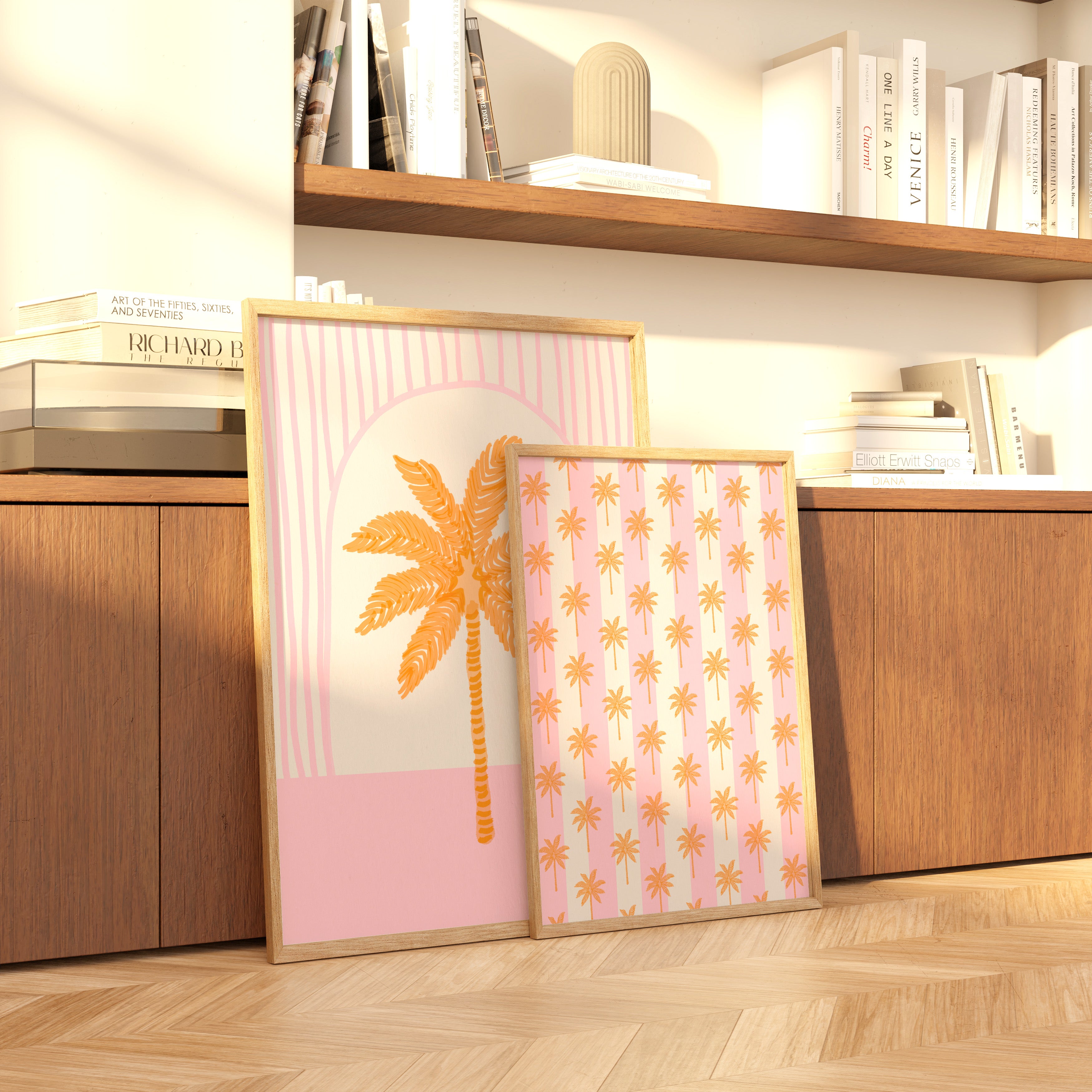 Palm Tree Tile in Pink & Orange