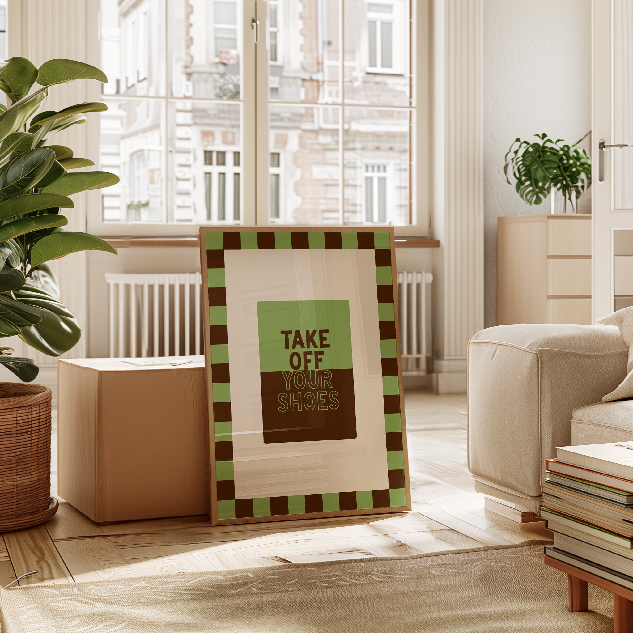 Take Your Shoes Off in Olive & Brown