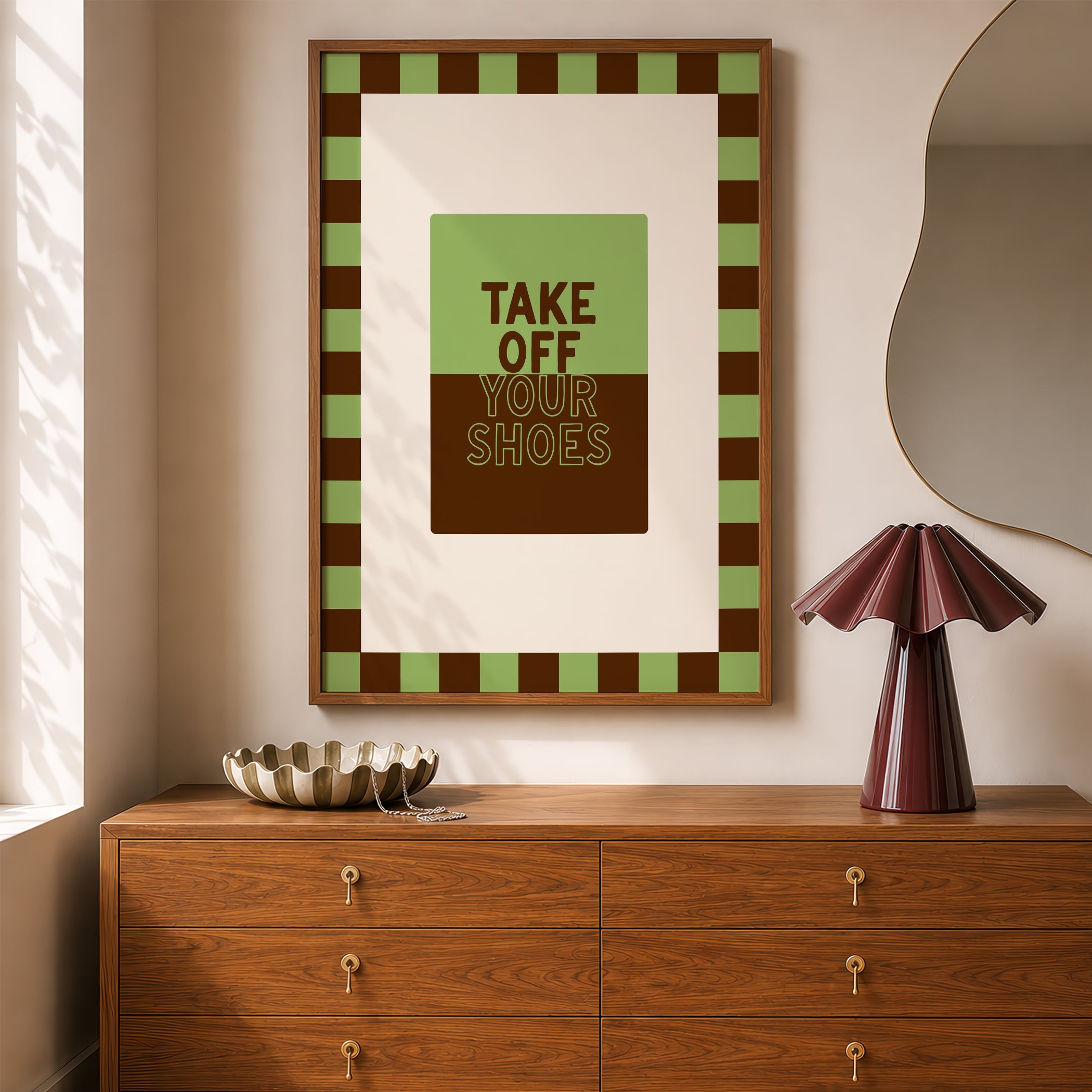 Take Your Shoes Off in Olive & Brown