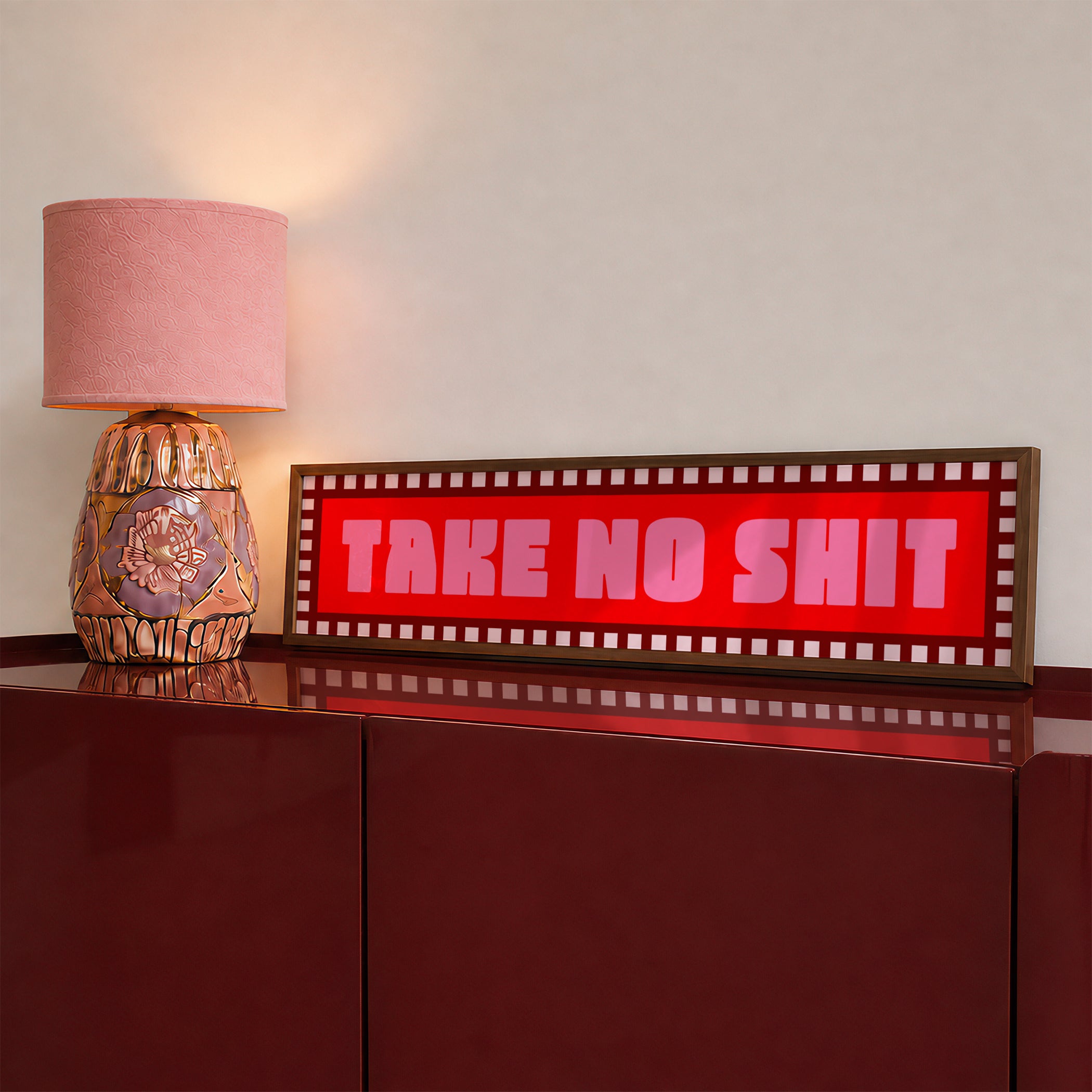 Take No Shit Panoramic Framed Print 60cm x 12cm
