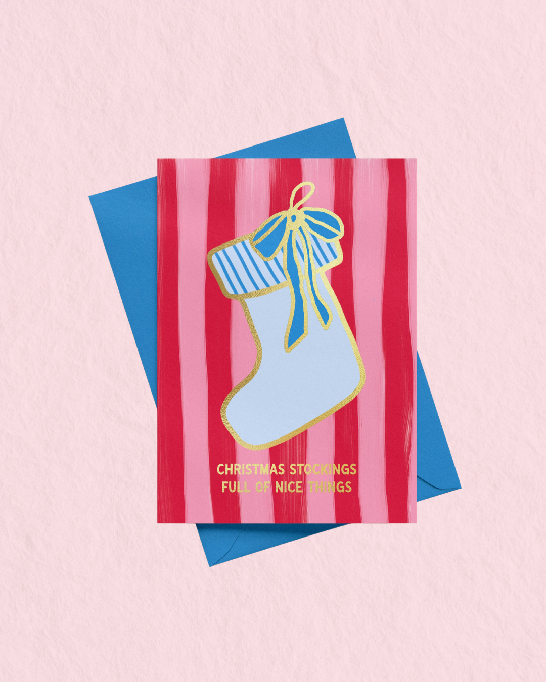 Christmas Stockings Full Of Nice Things Gold Foil Christmas Card