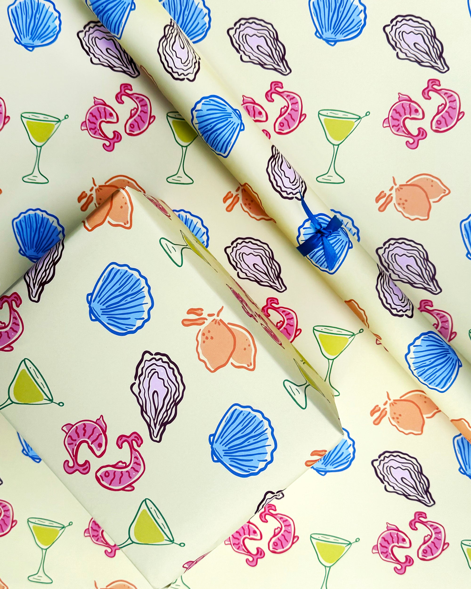 Yellow Postcard Pattern Gift Wrap