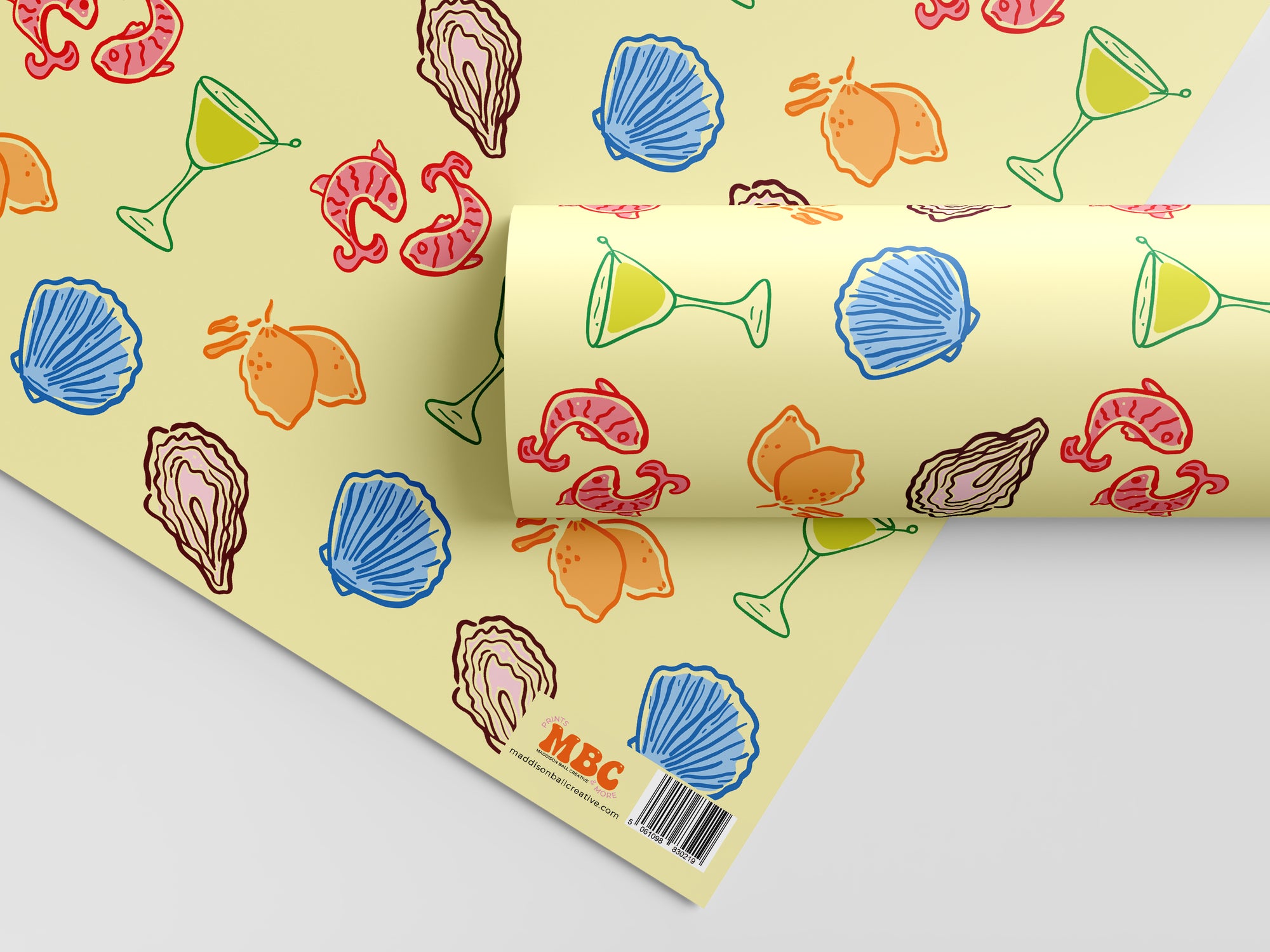 Yellow Postcard Pattern Gift Wrap
