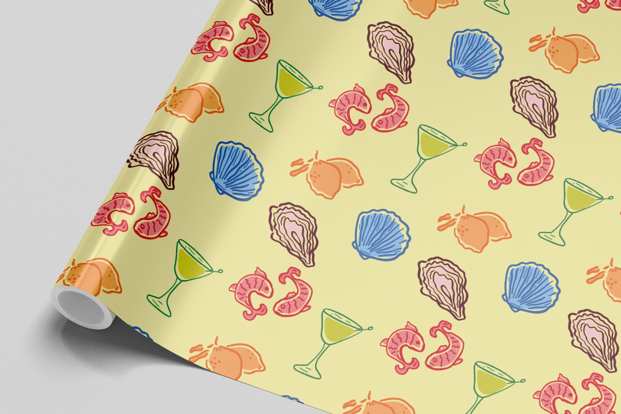 Yellow Postcard Pattern Gift Wrap