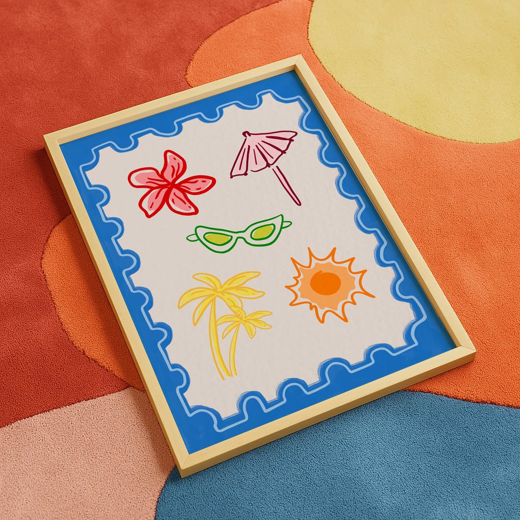 Blue Postcard Print