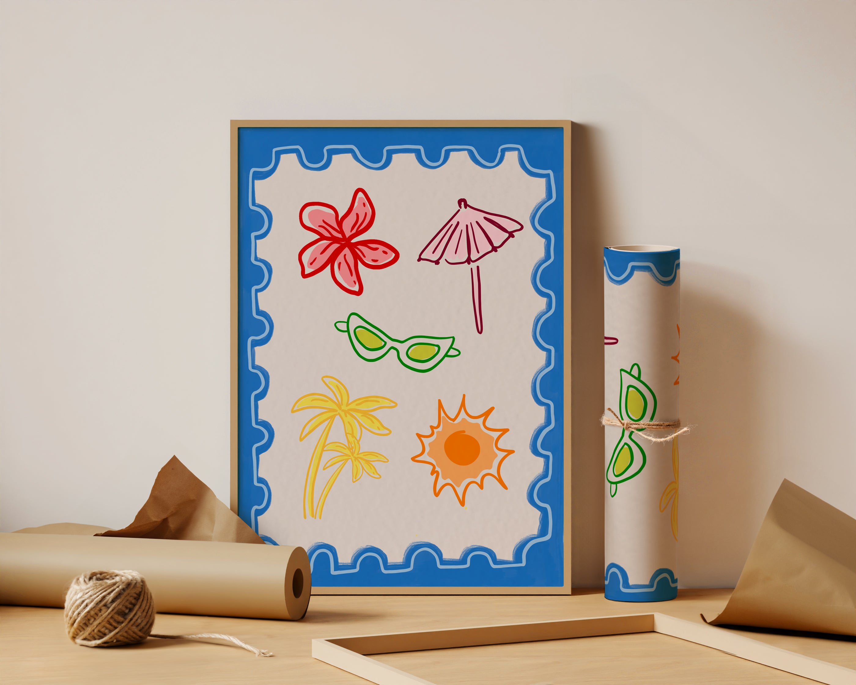 Blue Postcard Print
