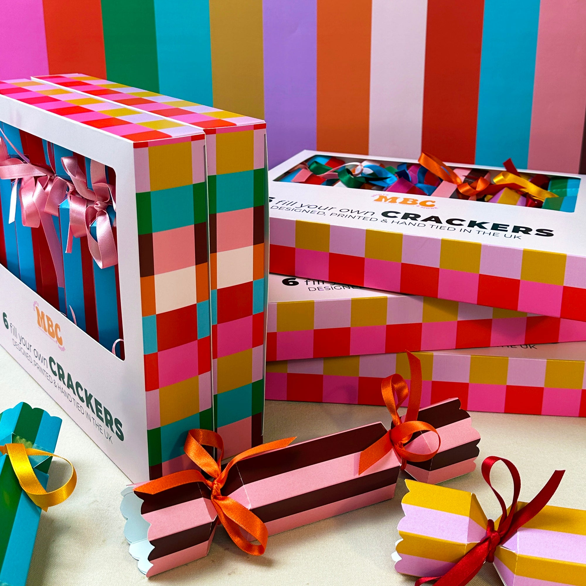 Red & Pink Stripe Christmas Crackers