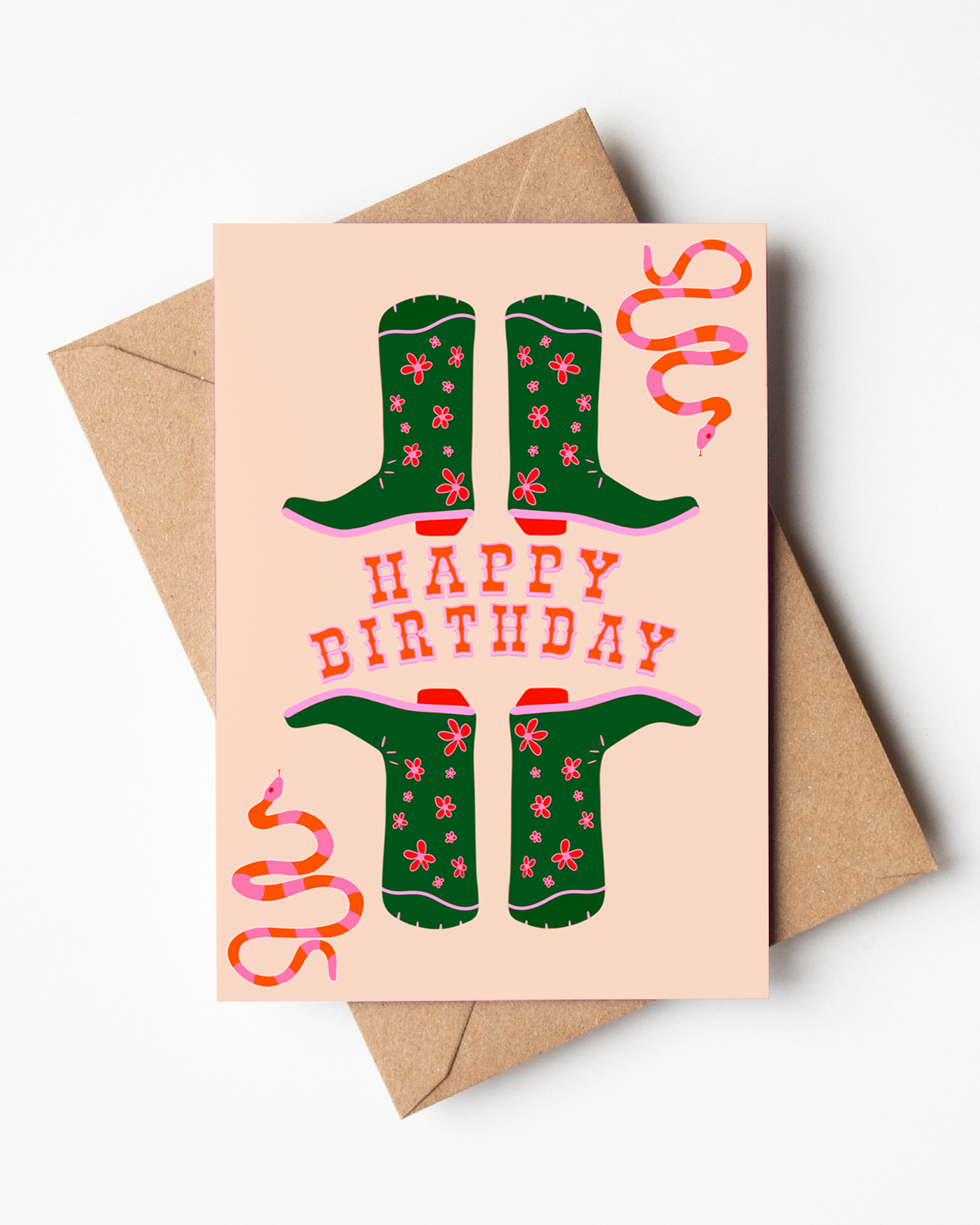 A6 Happy Birthday Green Boots Card