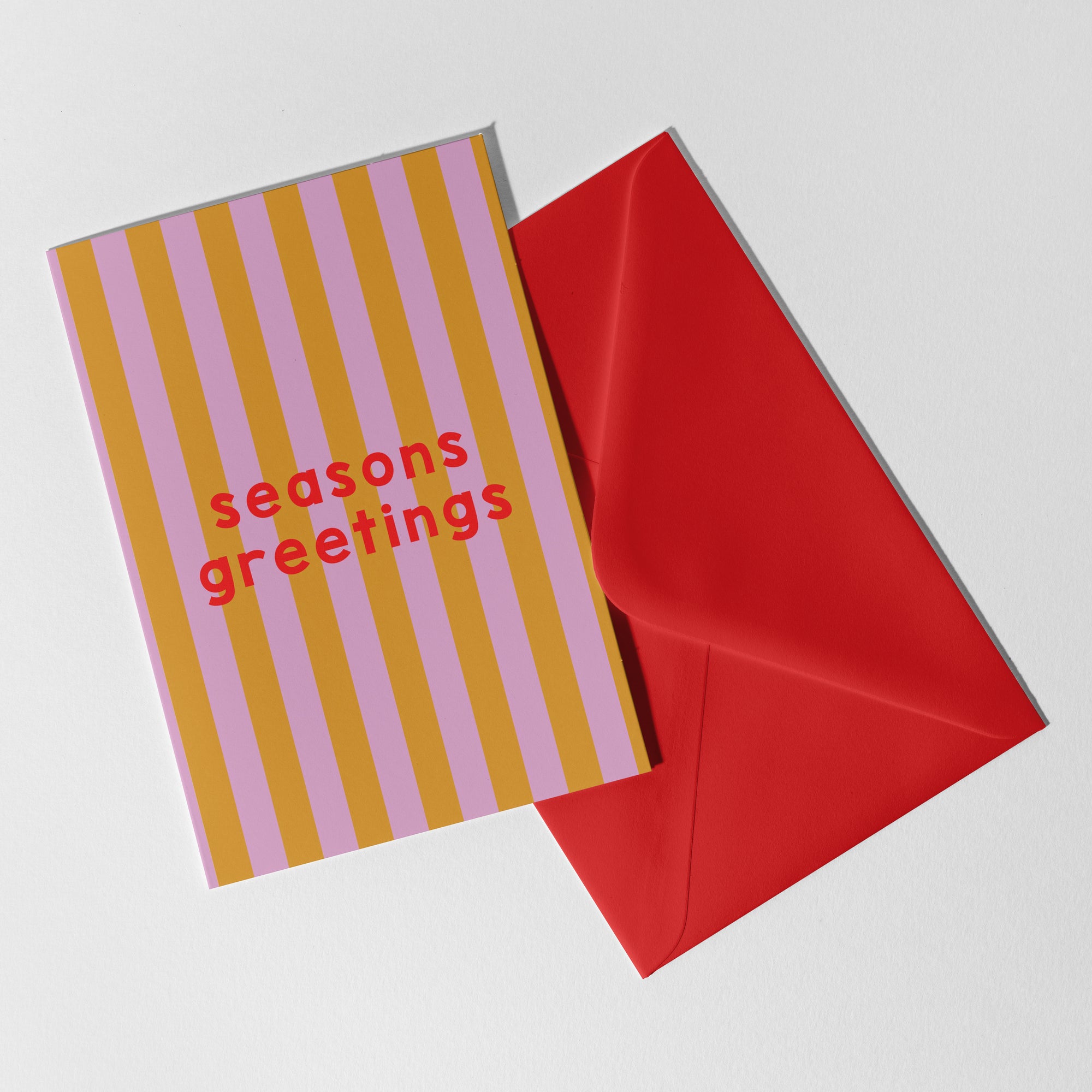 Mustard & Lilac Seasons Greetings Christmas Card