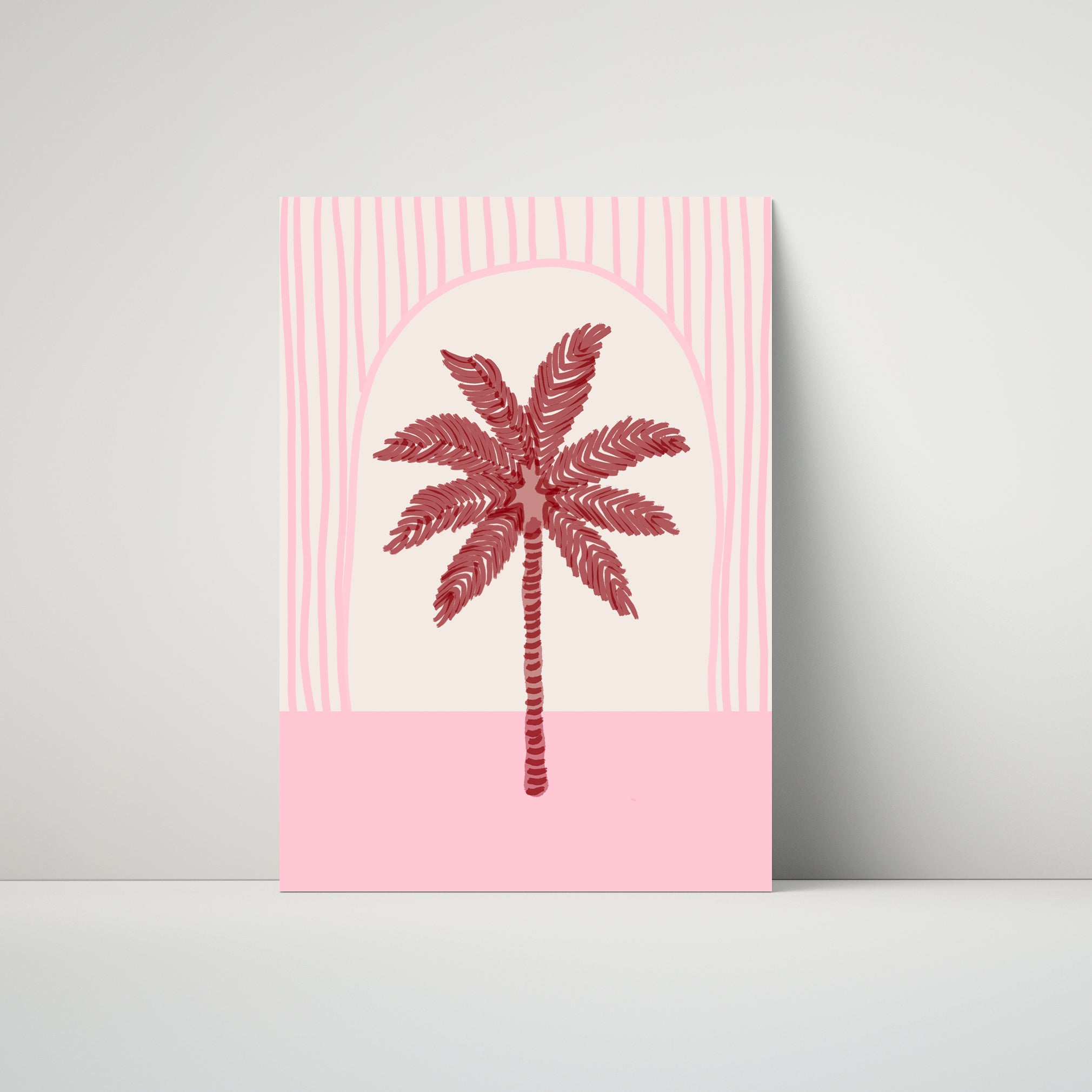 SAMPLE Palm Tree Tile In Pink Maroon