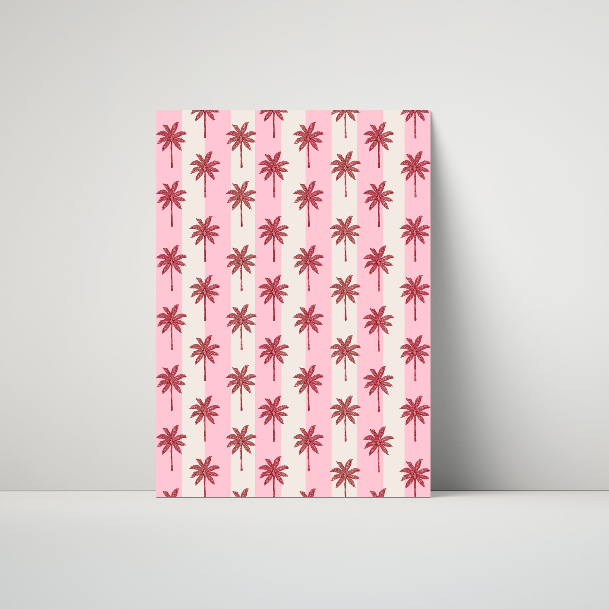 SAMPLE Palm Tree Stripe In Pink Maroon