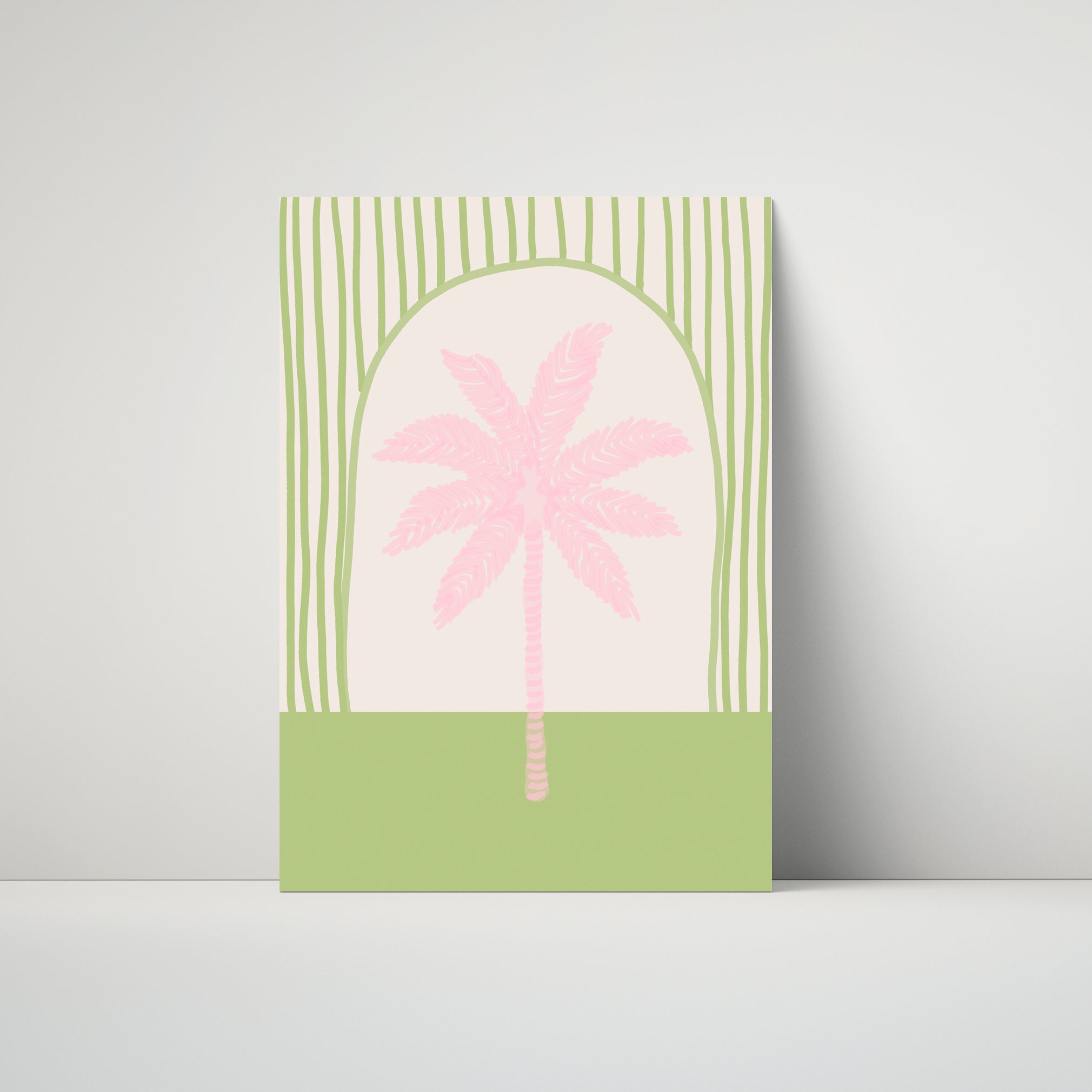 SAMPLE Palm Tree Tile In Pink Green