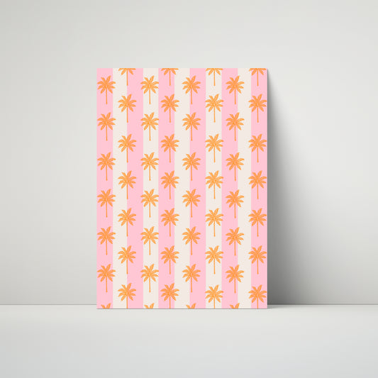 Palm Tree Stripe in Pink & Orange