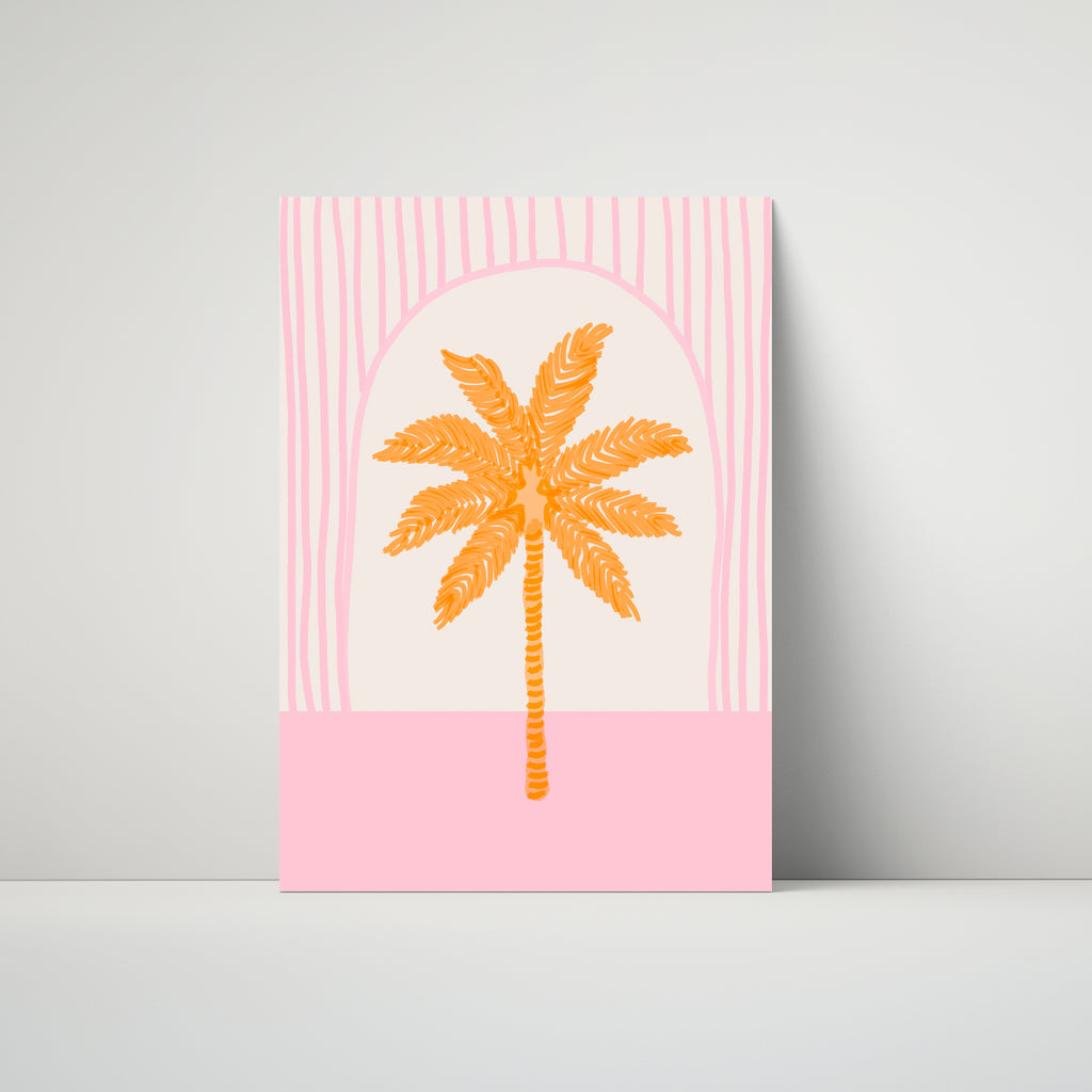 Palm Tree Tile in Pink & Orange