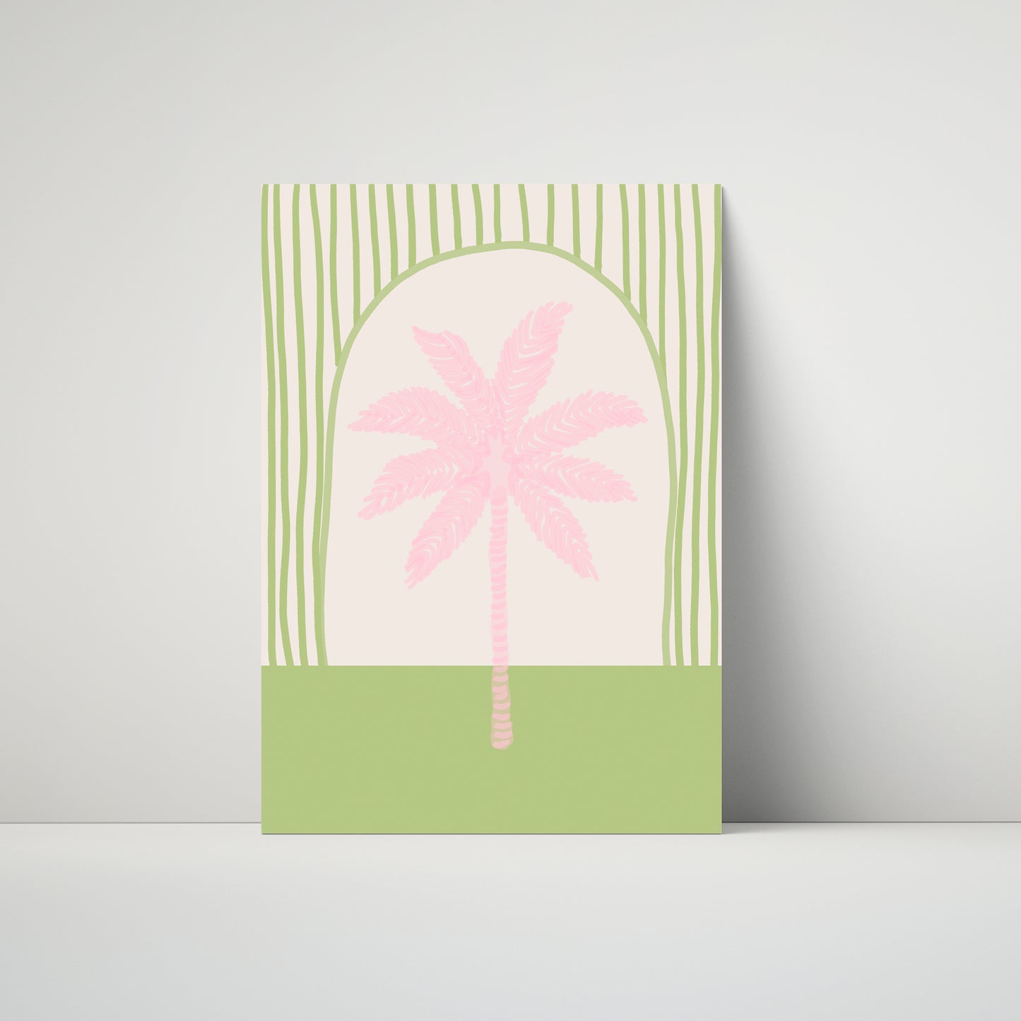 Palm Tree Tile in Pink & Green