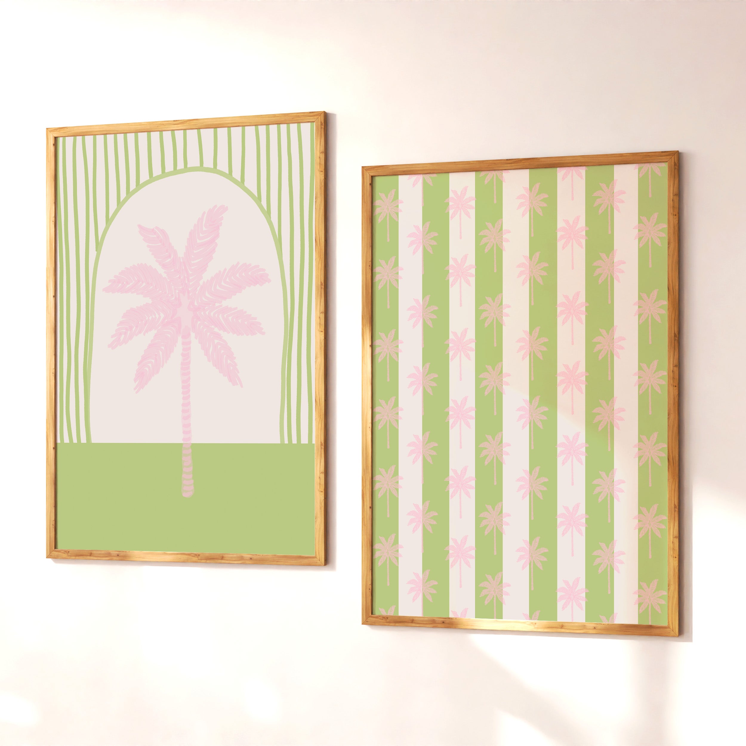 Palm Tree Stripe in Pink & Green